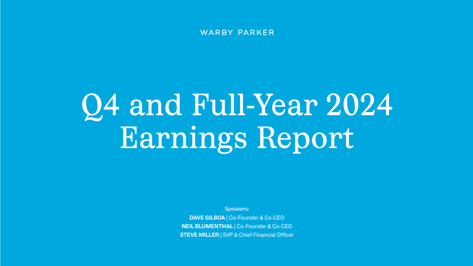 Warby Parker's Q4 2024 Slide Deck