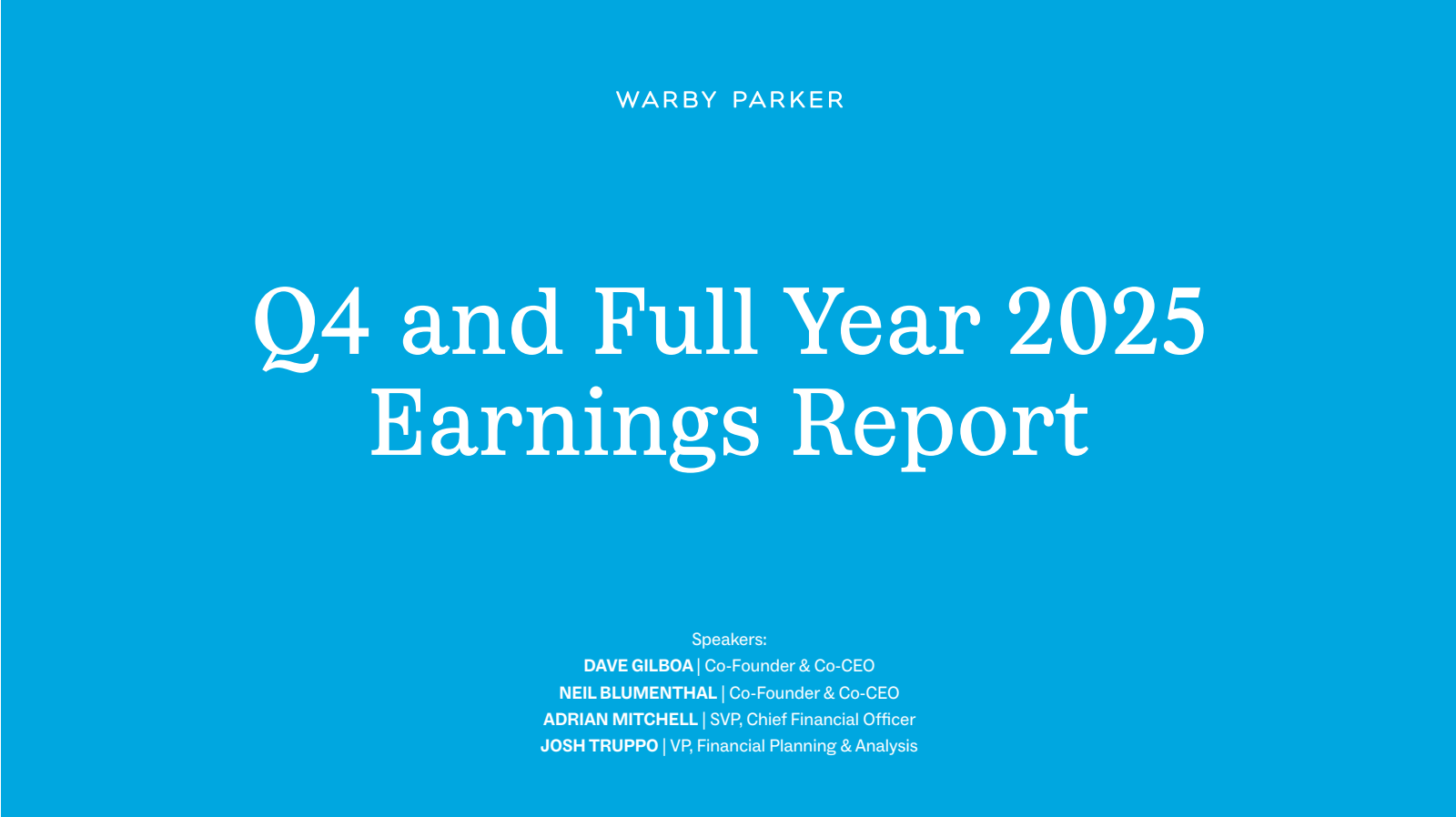 Warby Parker's Q4 2025 Slide Deck
