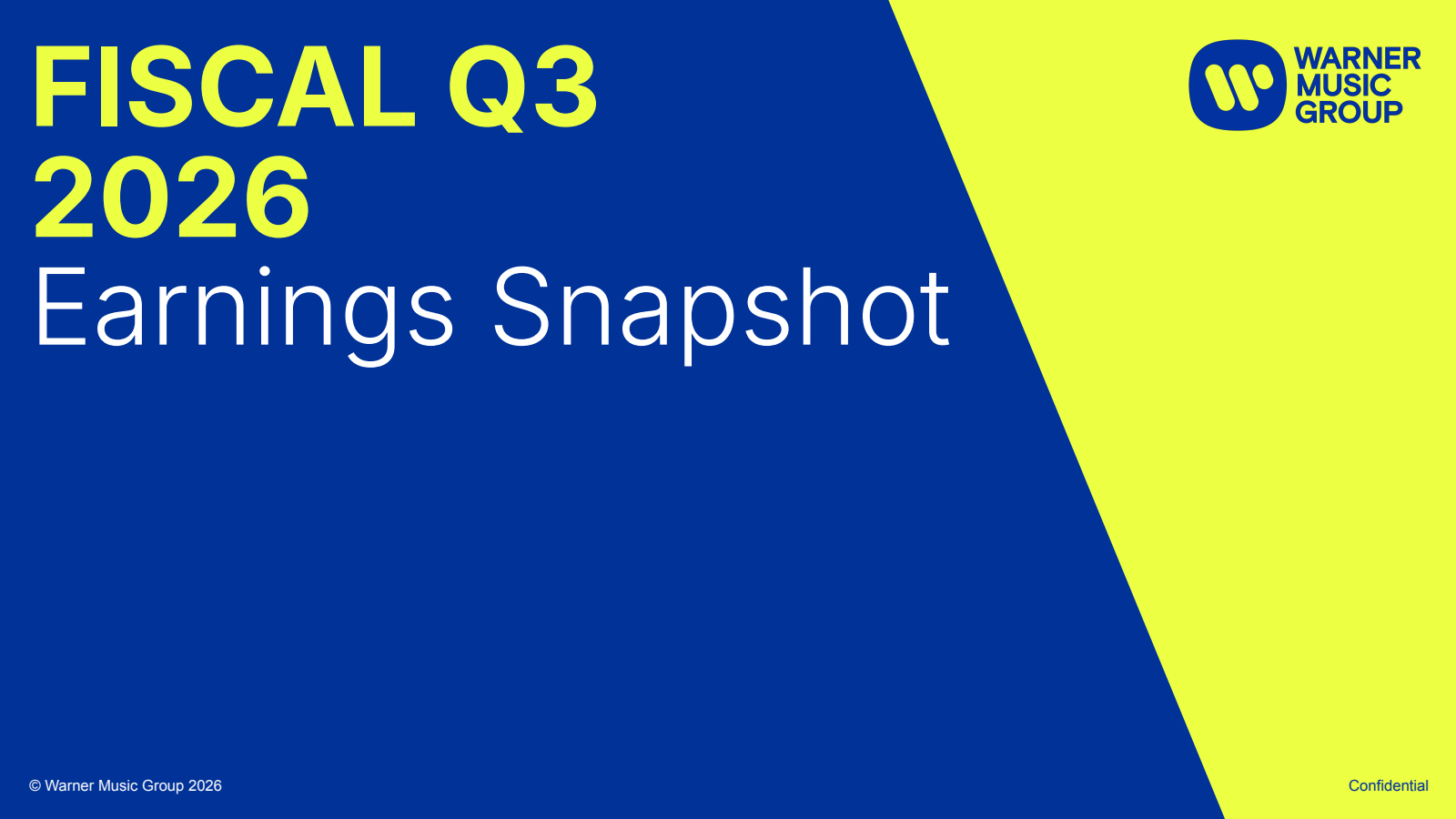 Warner Music Group's Q3 2026 Slide Deck