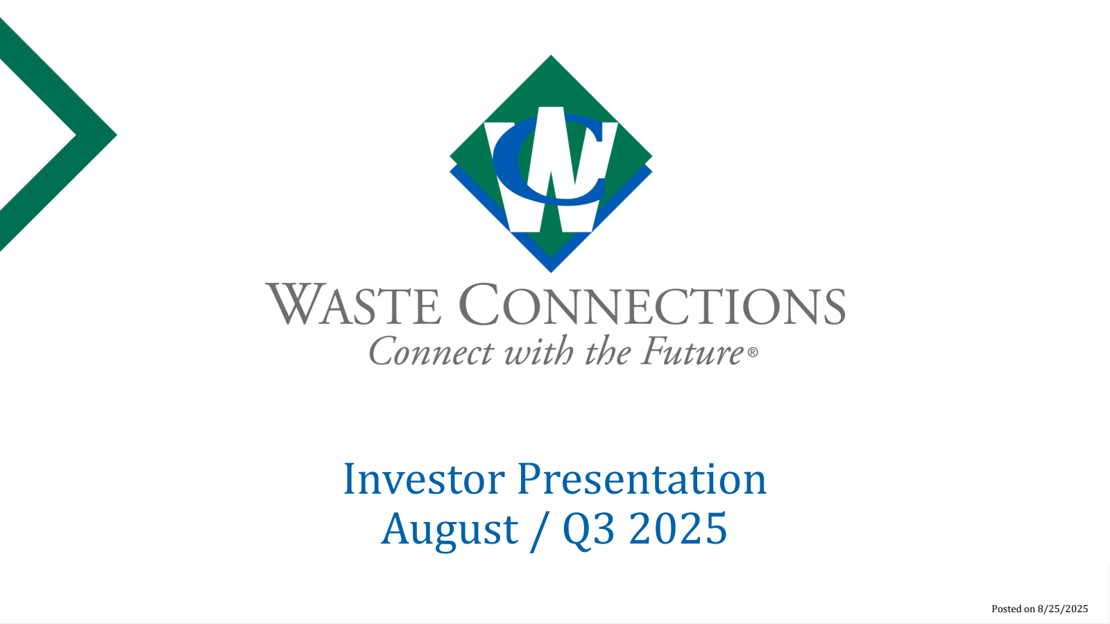 Waste Connections' Q3 2025 Slide Deck