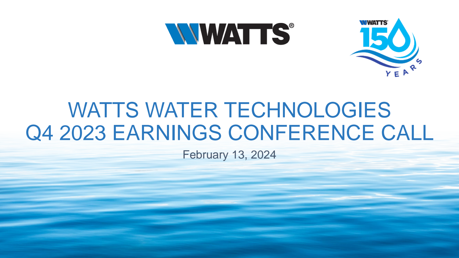 Watts Water Technologies' Q4 2023 Slide Deck