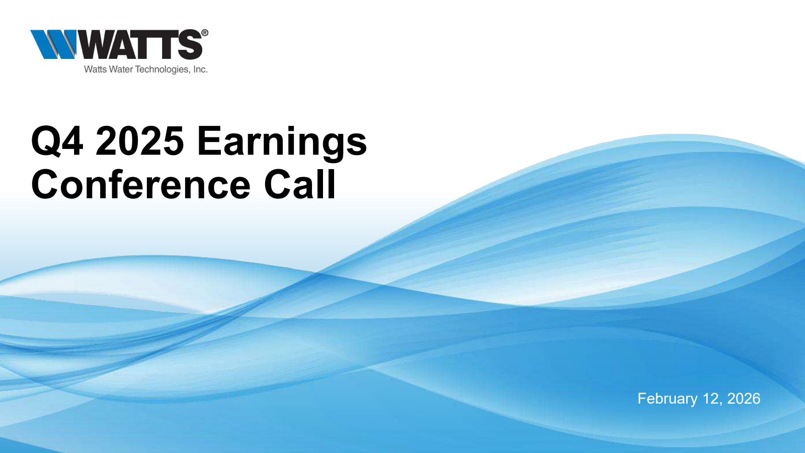 Watts Water Technologies' Q4 2025 Slide Deck