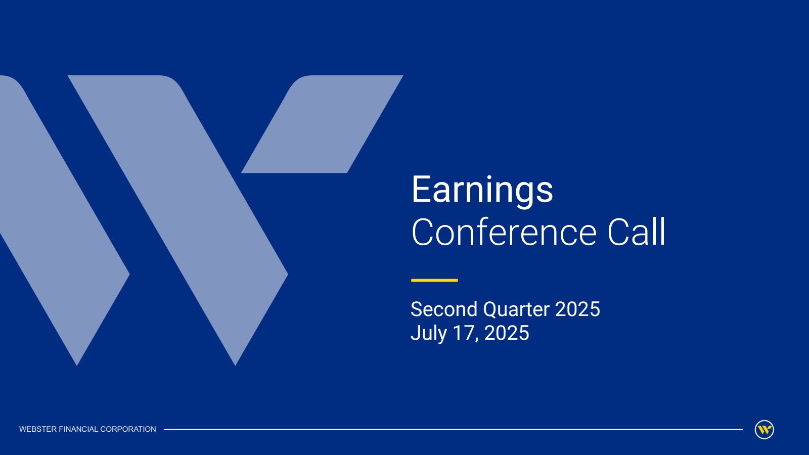 Webster Financial's Q2 2025 Slide Deck