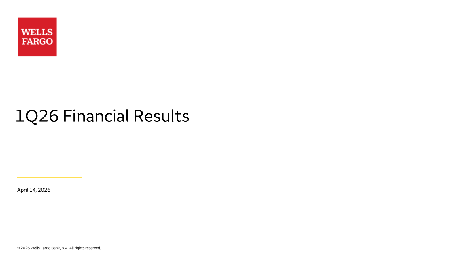 Wells Fargo & Company's Q1 2026 Slide Deck