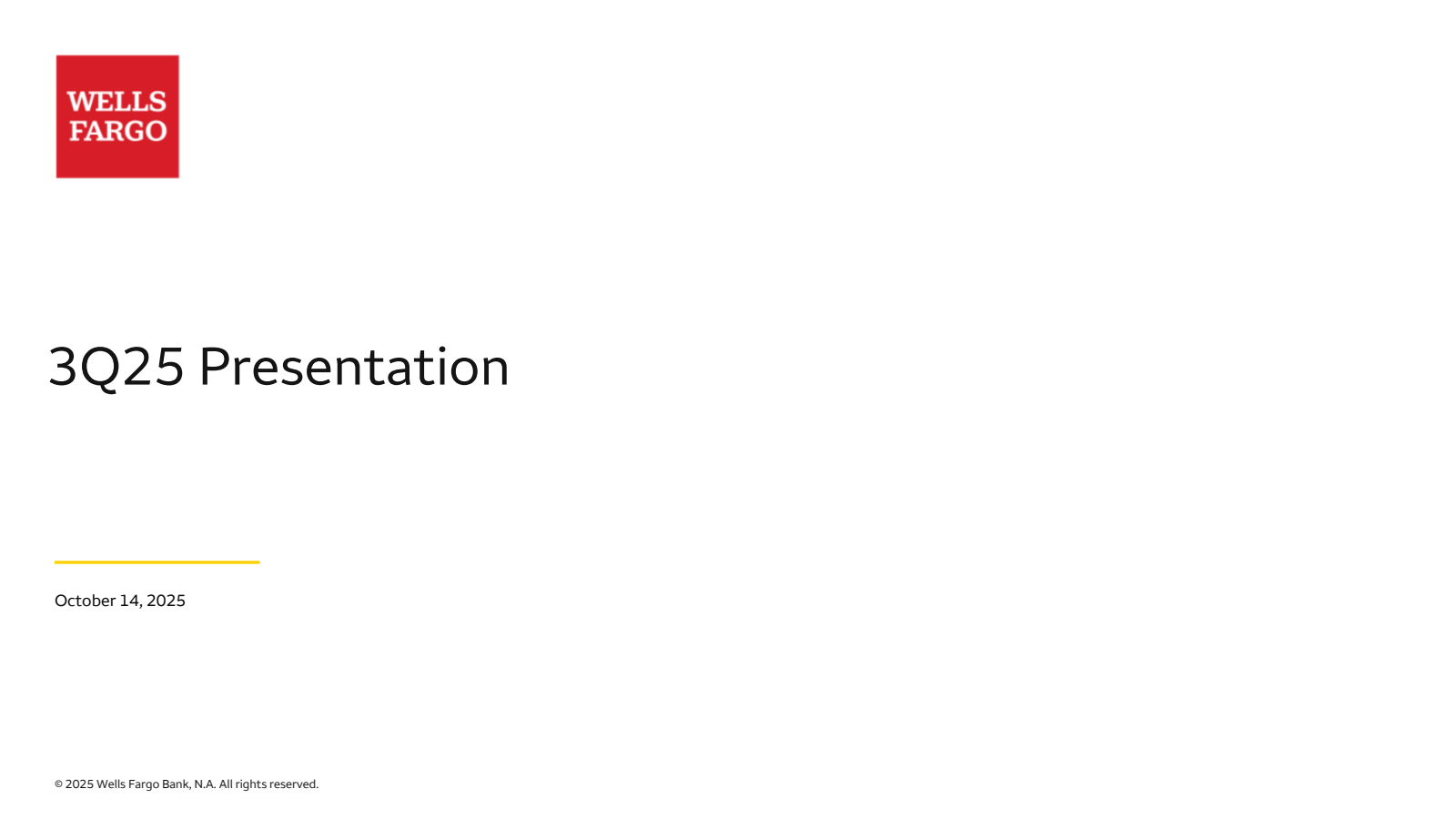 Wells Fargo & Company's Q3 2025 Slide Deck