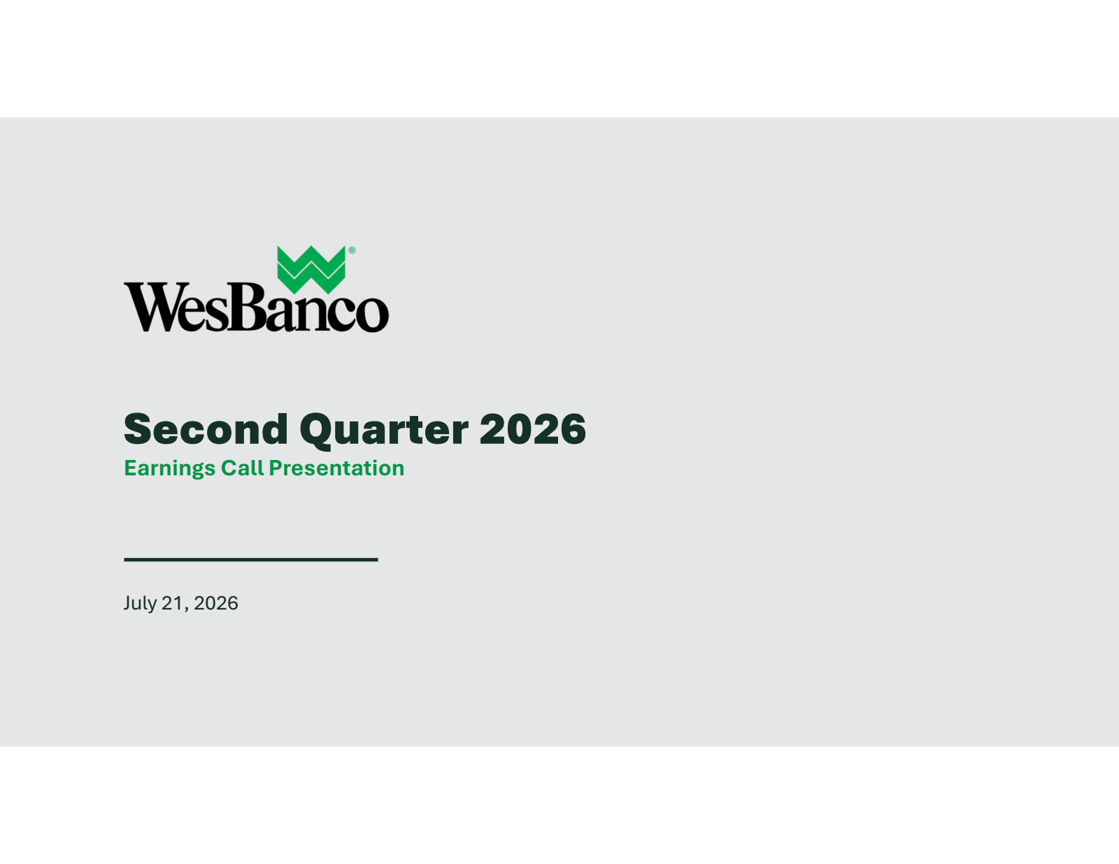 WesBanco's Q2 2026 Slide Deck