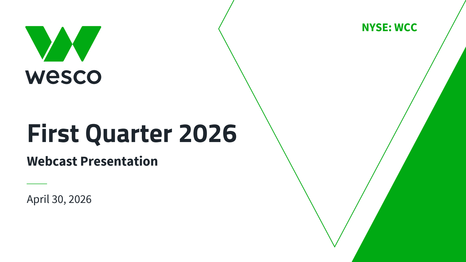 WESCO International's Q1 2026 Slide Deck