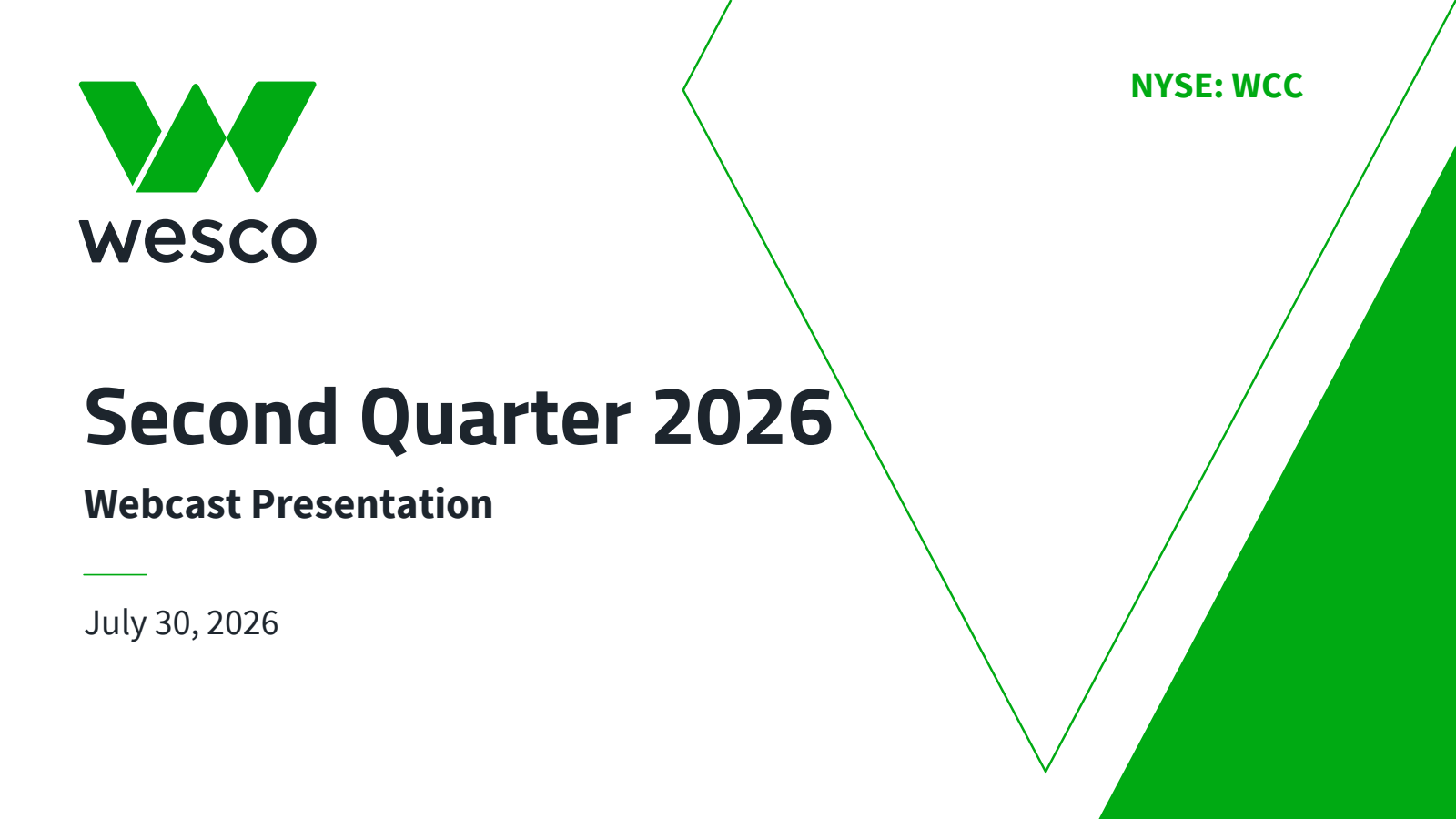 WESCO International's Q2 2026 Slide Deck