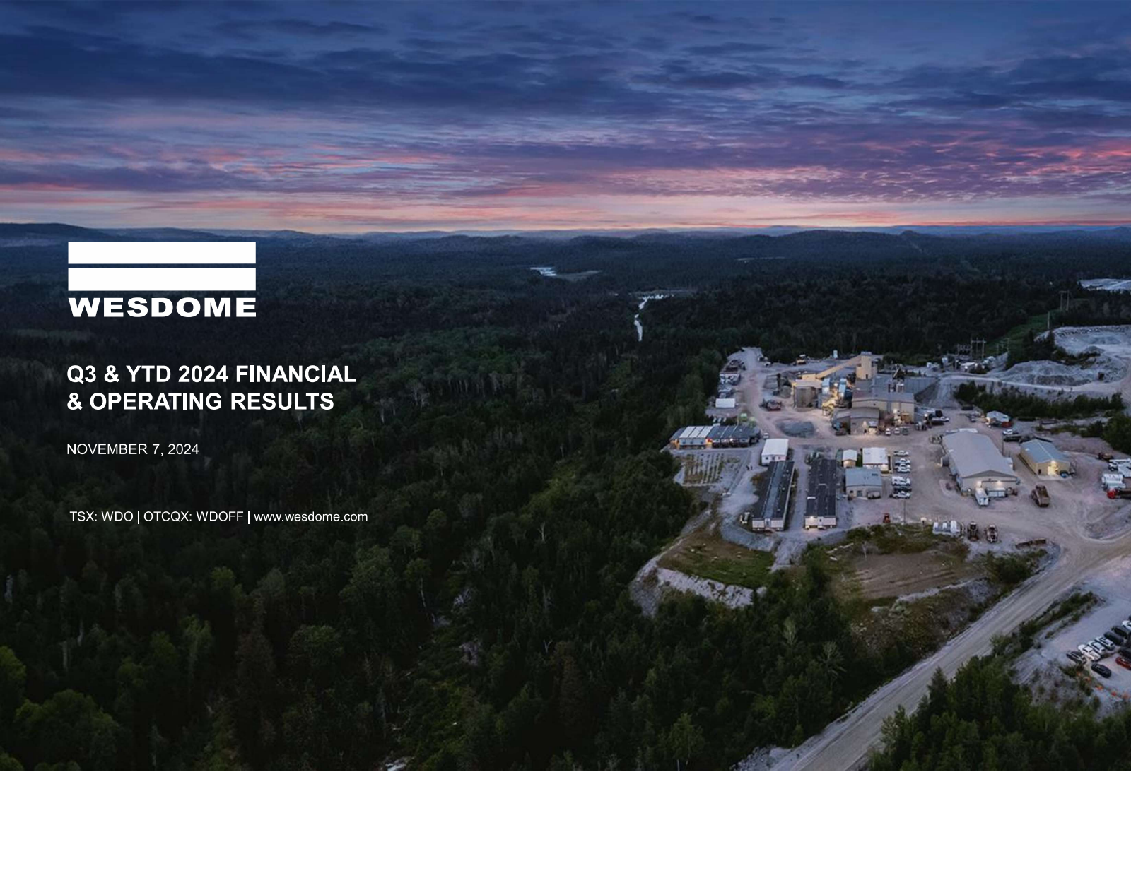 Wesdome Gold Mines' Q3 2024 Slide Deck
