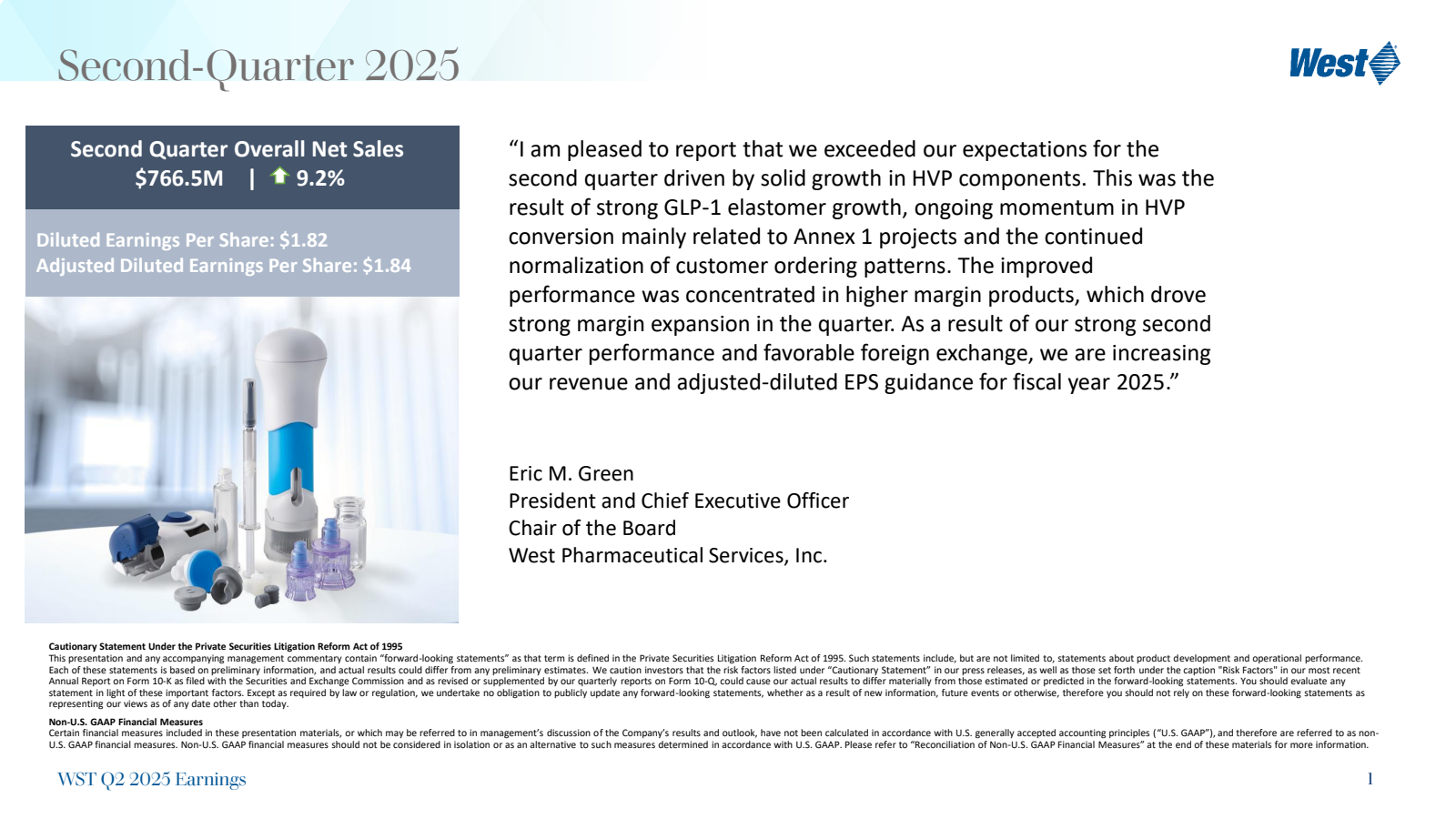 West Pharmaceutical Services' Q2 2025 Slide Deck