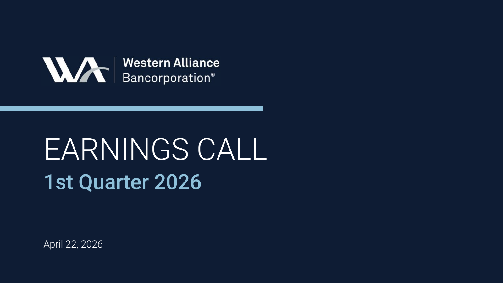 Western Alliance Bancorporation's Q1 2026 Slide Deck