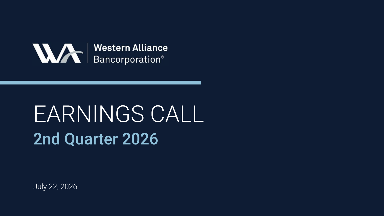 Western Alliance Bancorporation's Q2 2026 Slide Deck