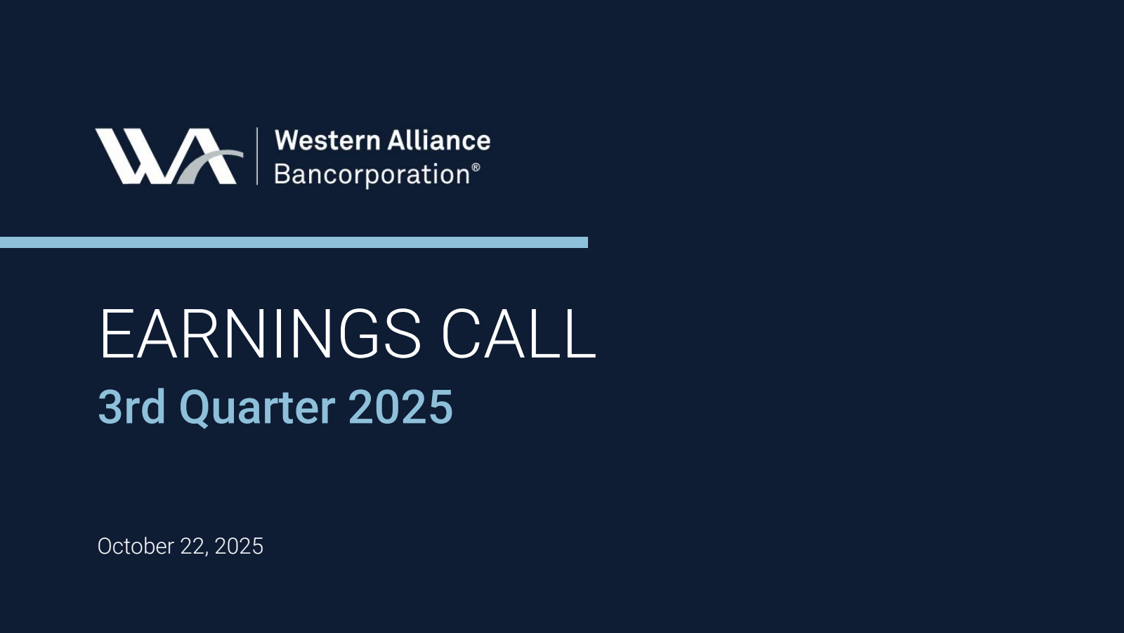 Western Alliance Bancorporation's Q3 2025 Slide Deck