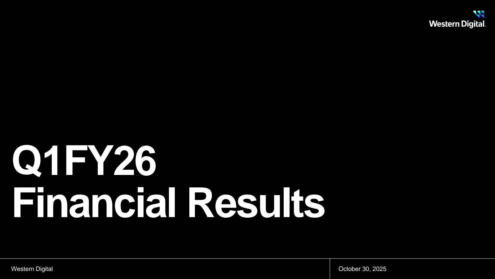 Western Digital's Q1 2026 Slide Deck