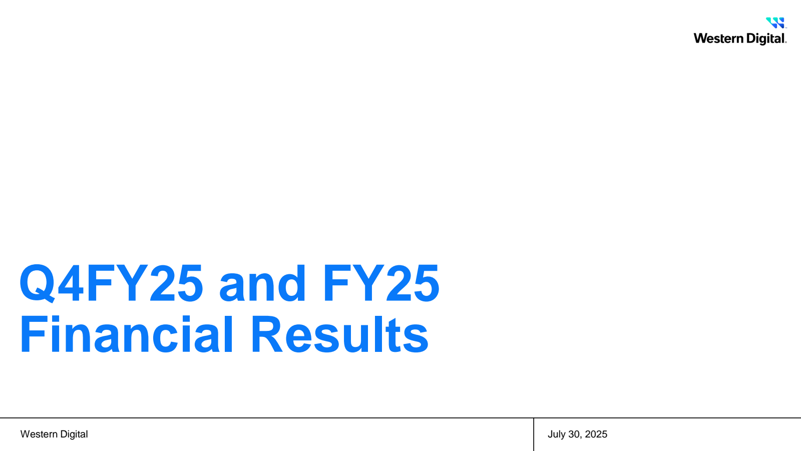 Western Digital's Q4 2025 Slide Deck