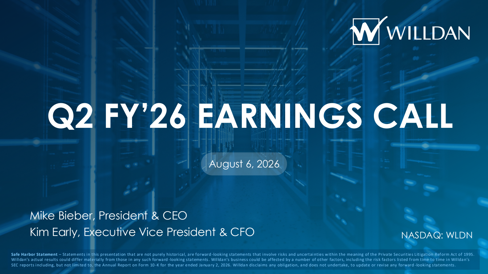 Willdan Group's Q2 2026 Slide Deck