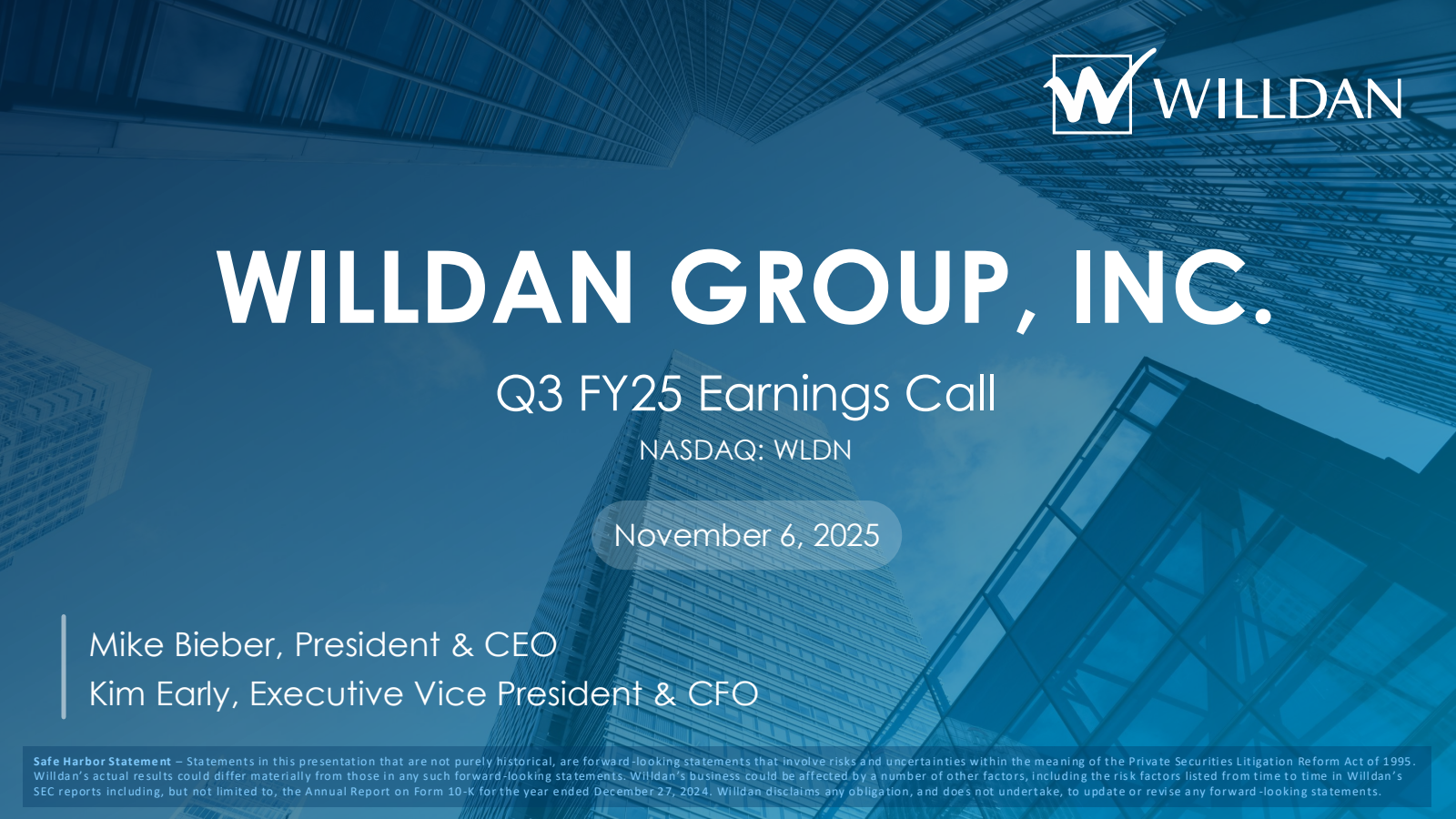 Willdan Riverside WLDN Q3 2025 Earnings Report on 11/6/2025