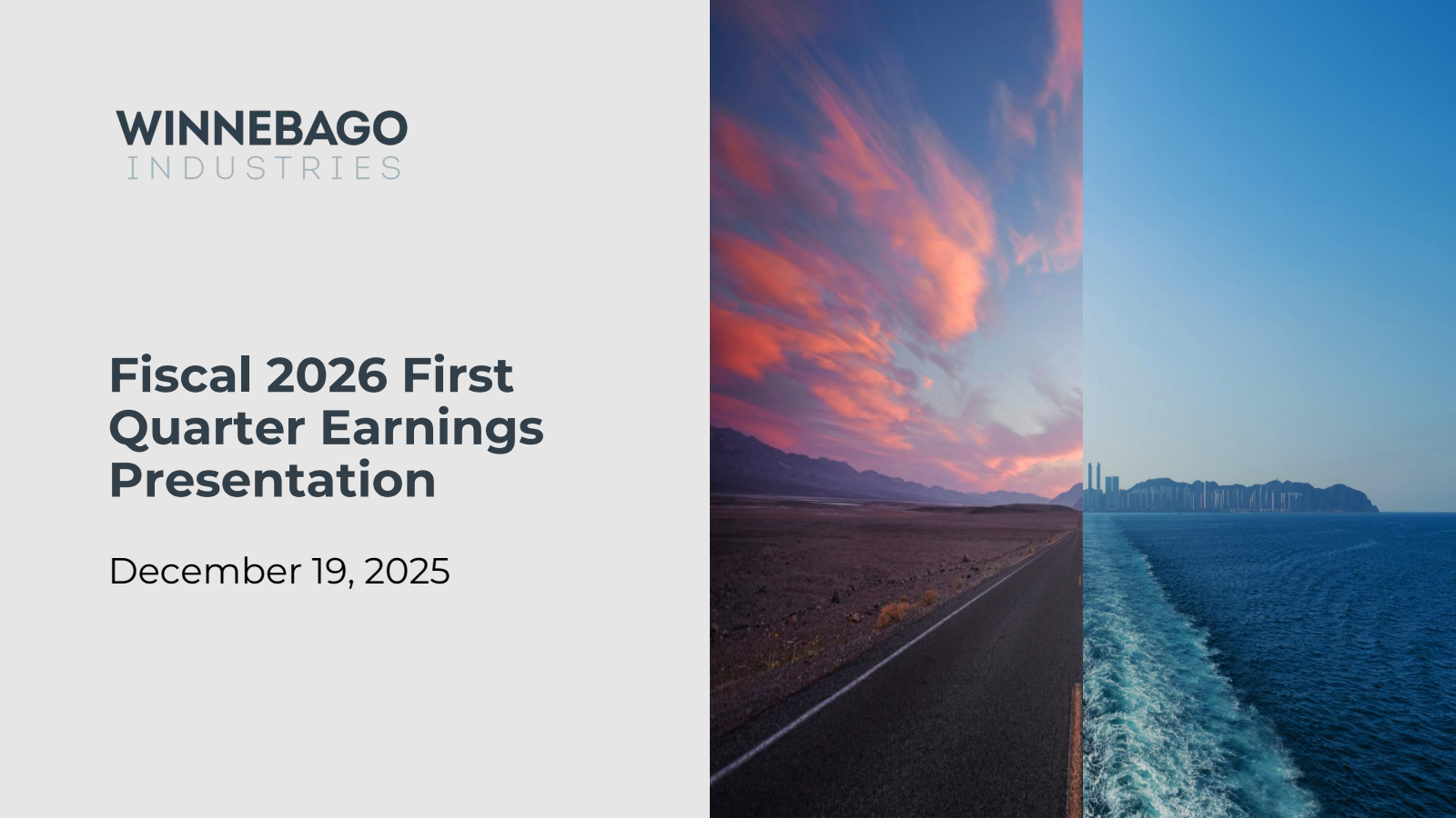 Winnebago Industries' Q1 2026 Slide Deck