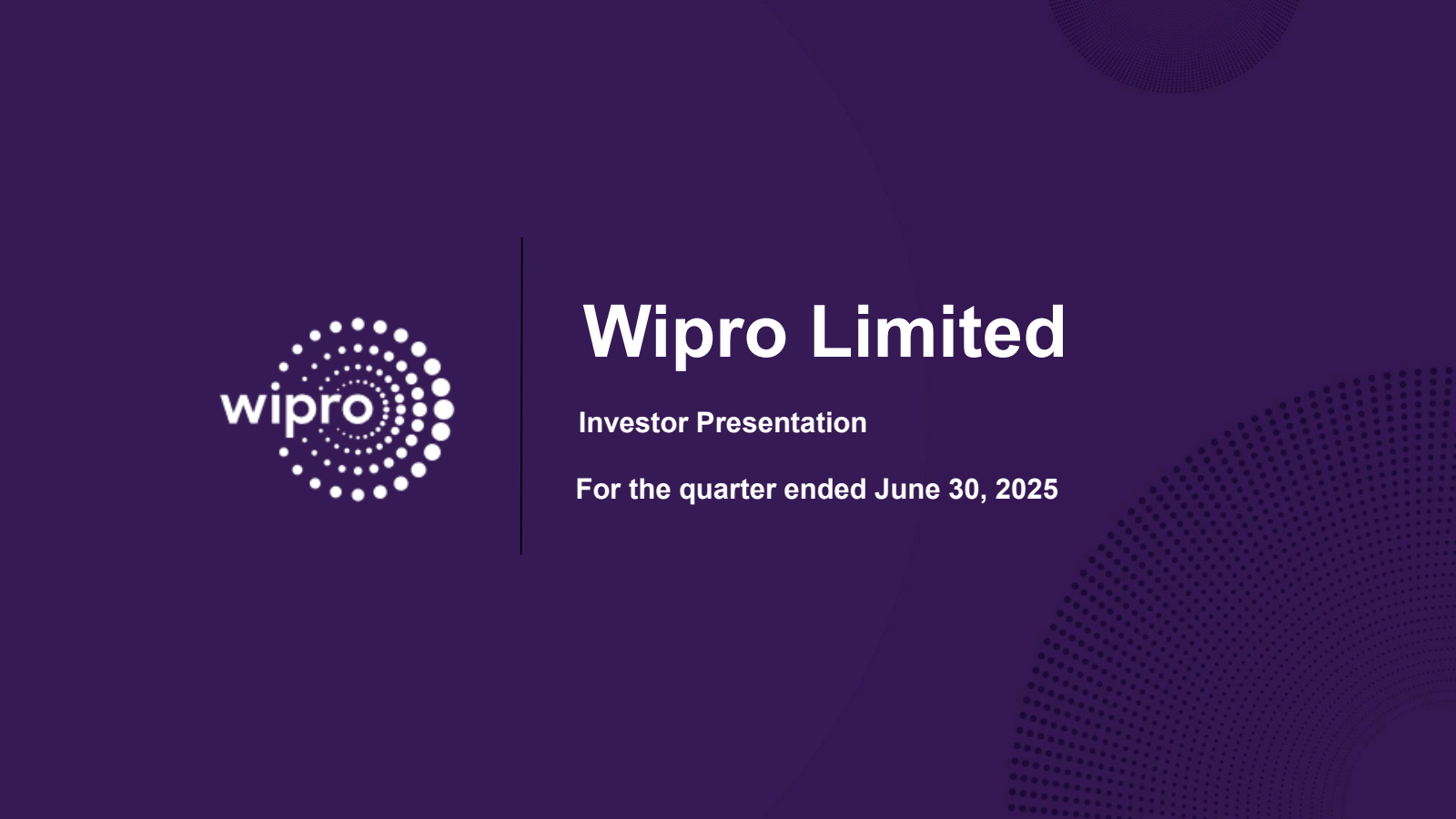 Wipro's Q1 24/25 (Media) Slide Deck