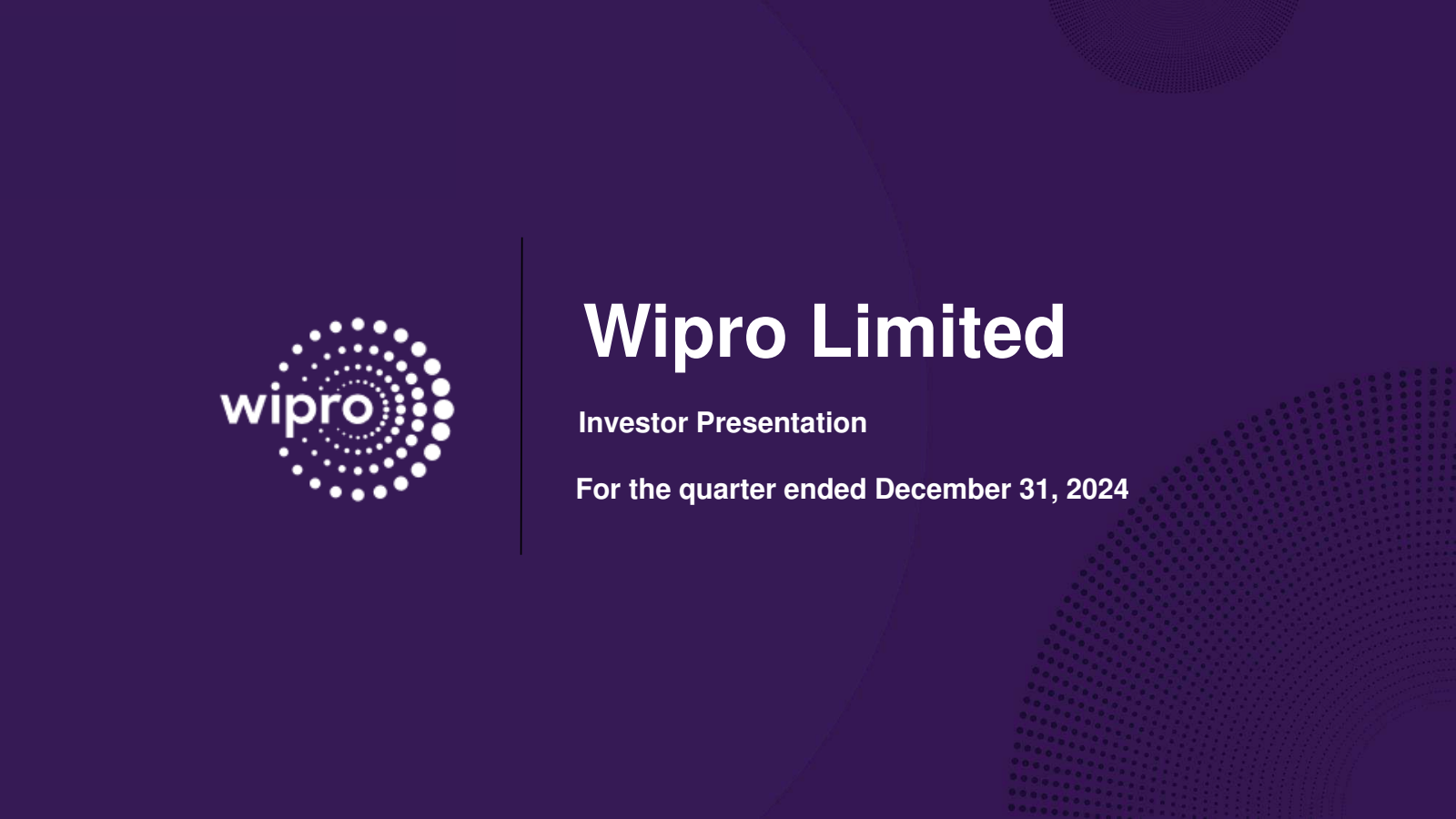 Wipro's Q3 24/25 Slide Deck