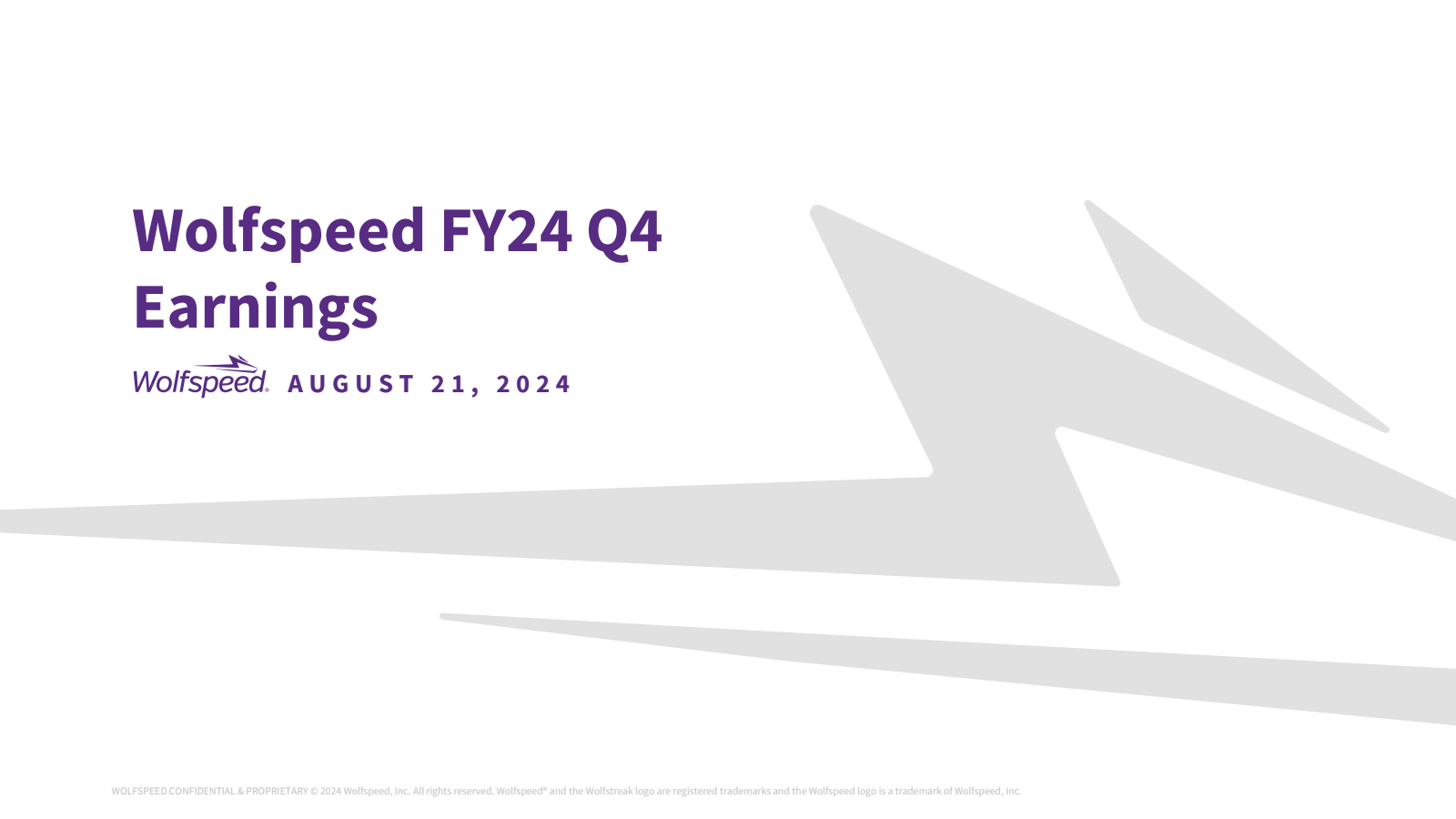 Wolfspeed's Q4 2024 Slide Deck
