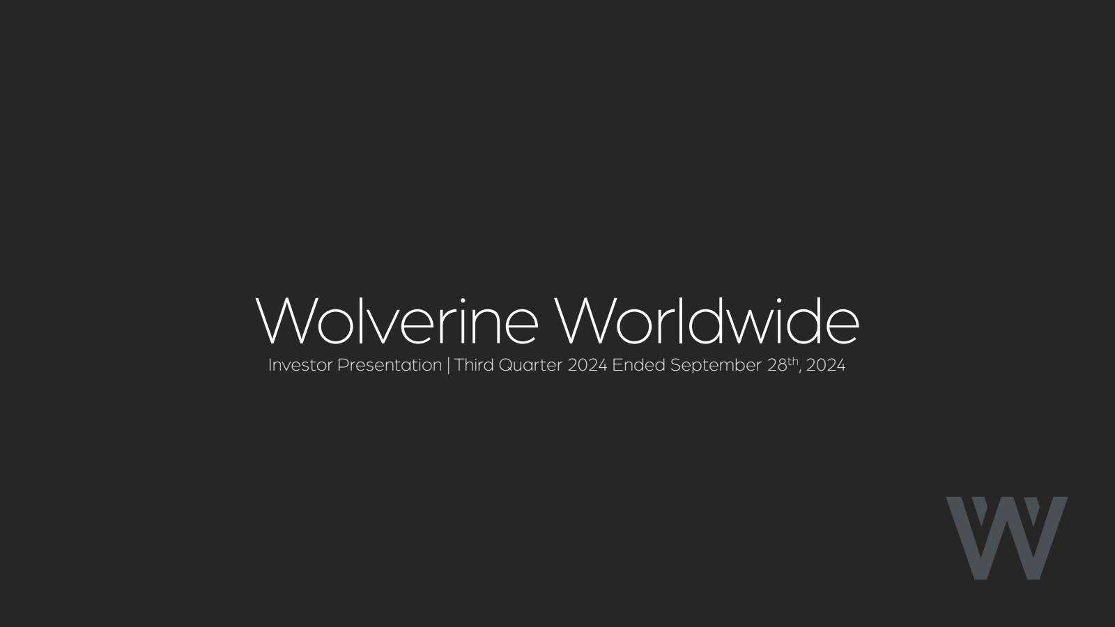 Wolverine World Wide's Q3 2024 Slide Deck