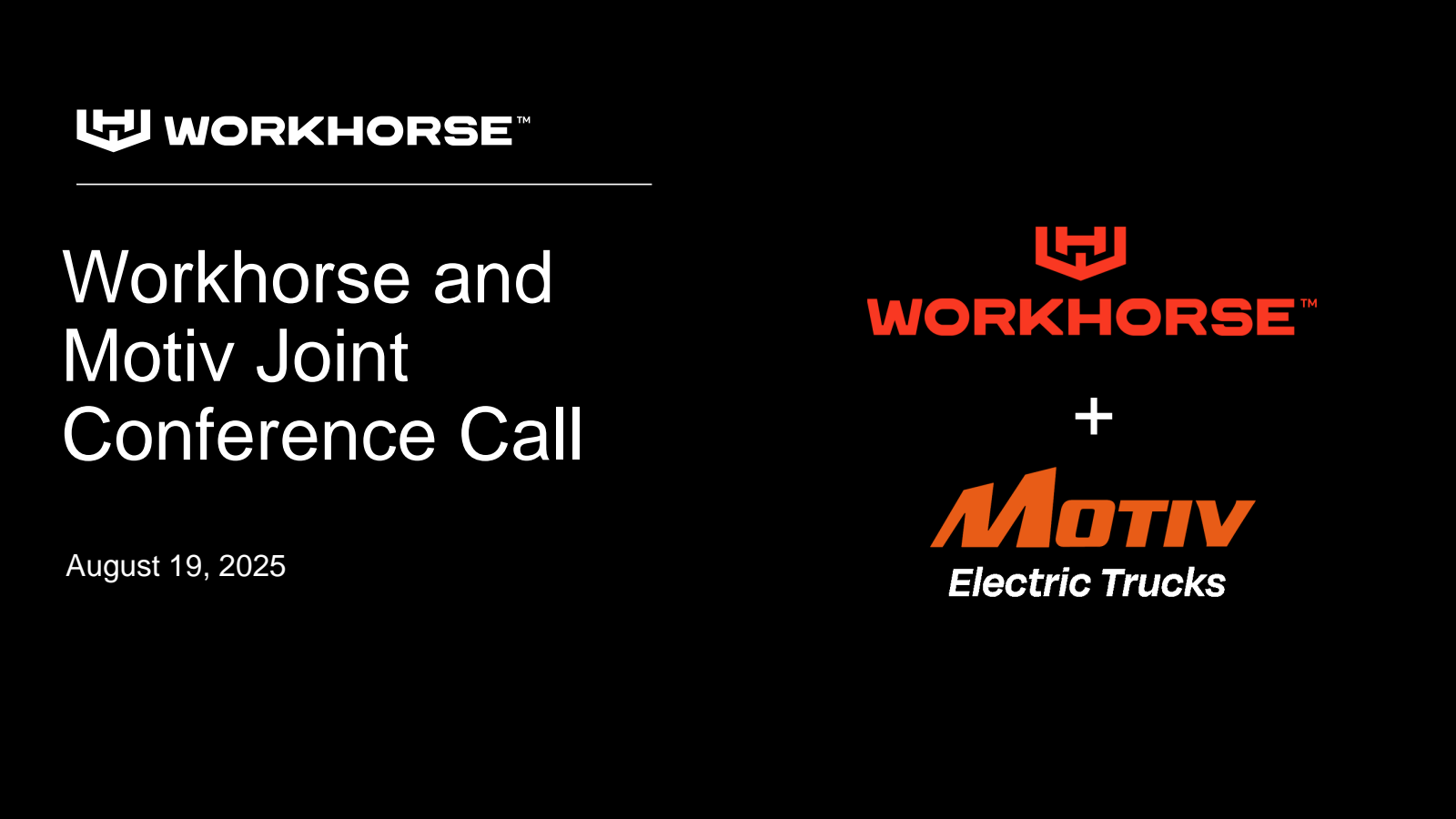 Workhorse Group's Q2 2025 Slide Deck