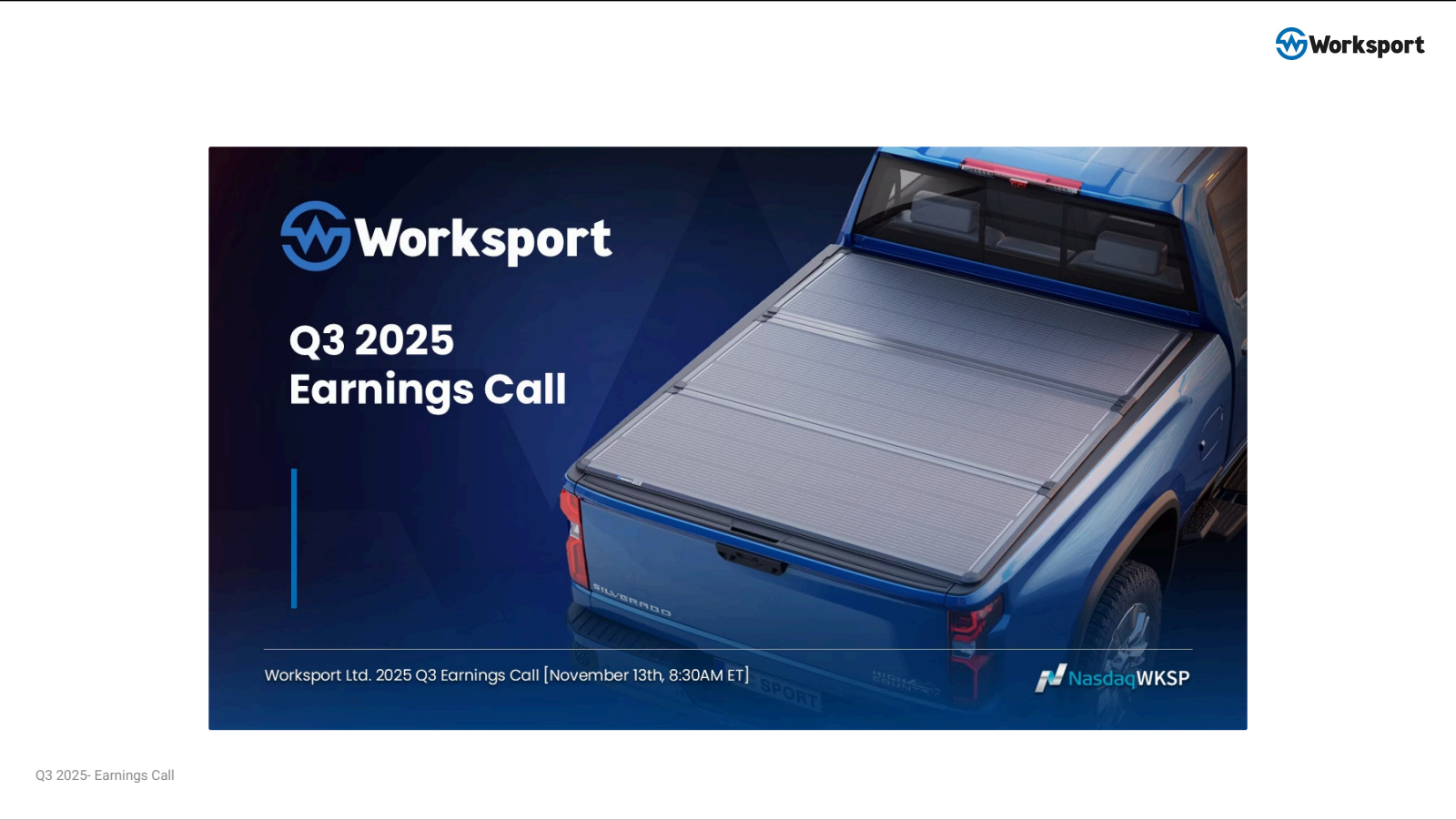 Worksport's Q3 2025 Slide Deck