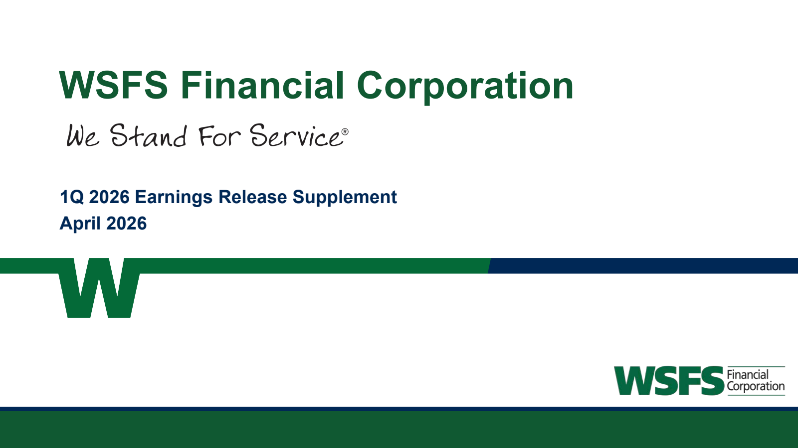WSFS Financial's Q1 2026 Slide Deck