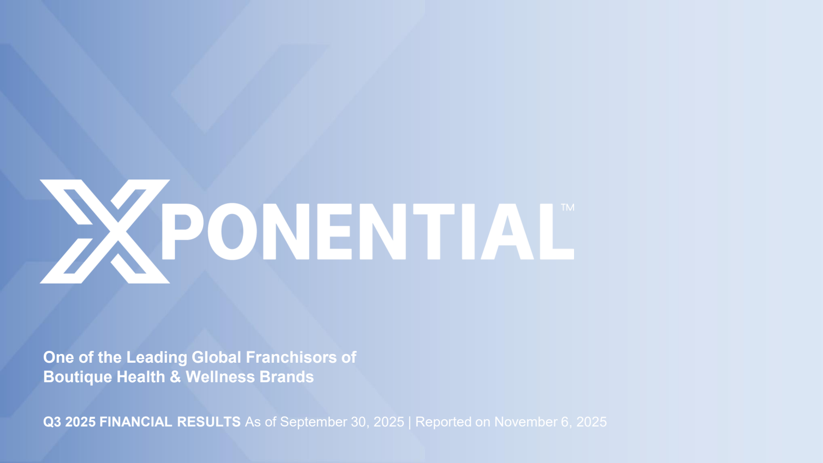 Xponential Fitness' Q3 2025 Slide Deck