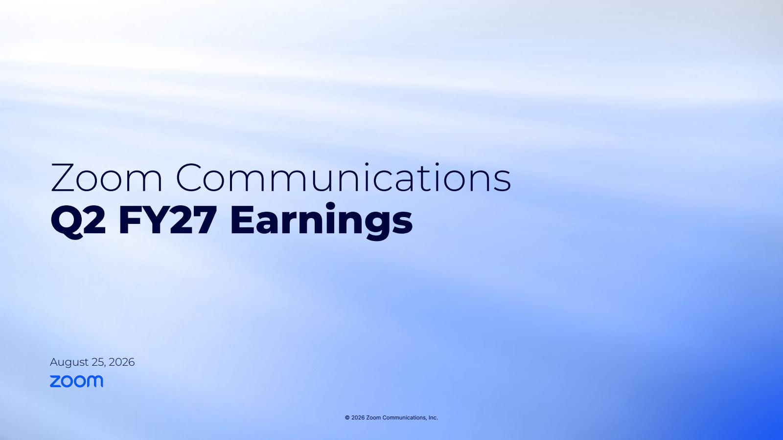 Zoom Communications' Q2 2027 Slide Deck