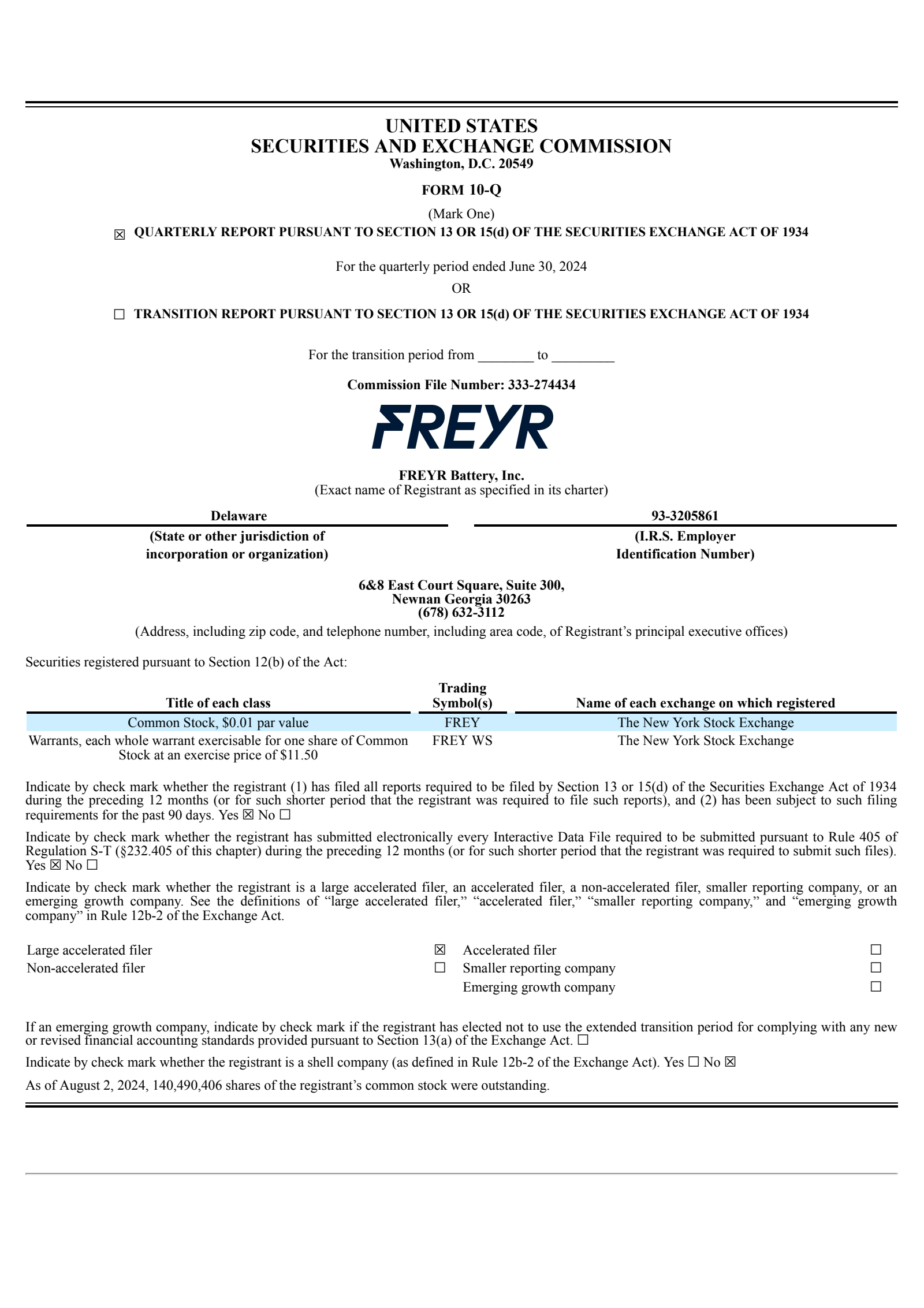 FREYR Battery's Q2 2024 Quarterly Report