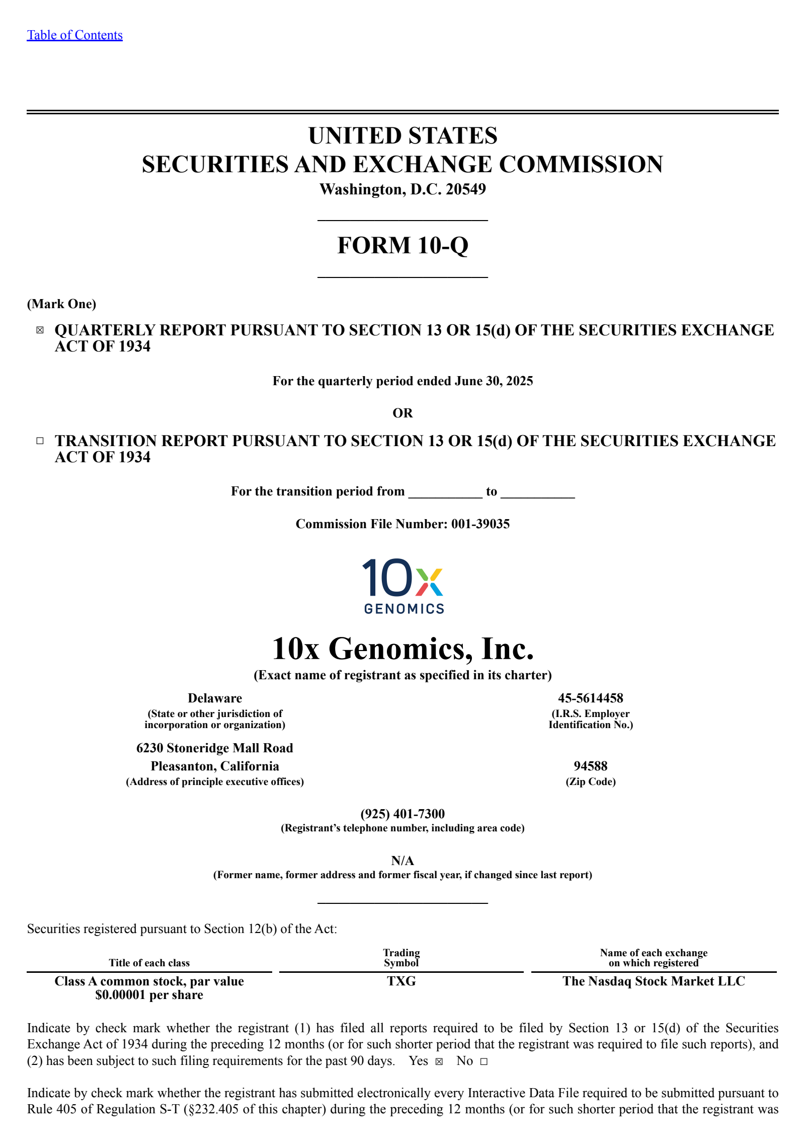 10x Genomics' Q2 2025 Quarterly report