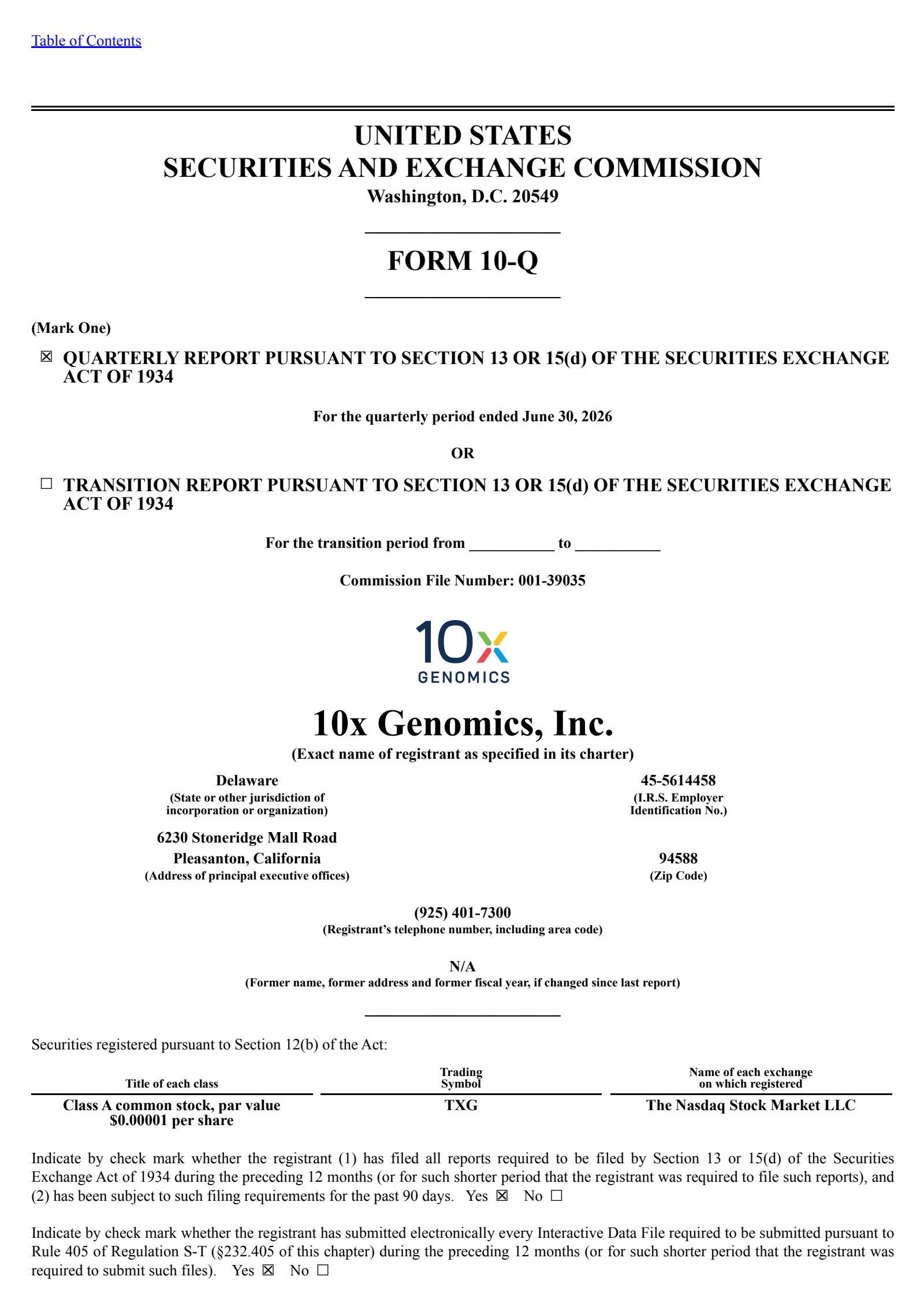 10x Genomics' Q2 2026 Quarterly report