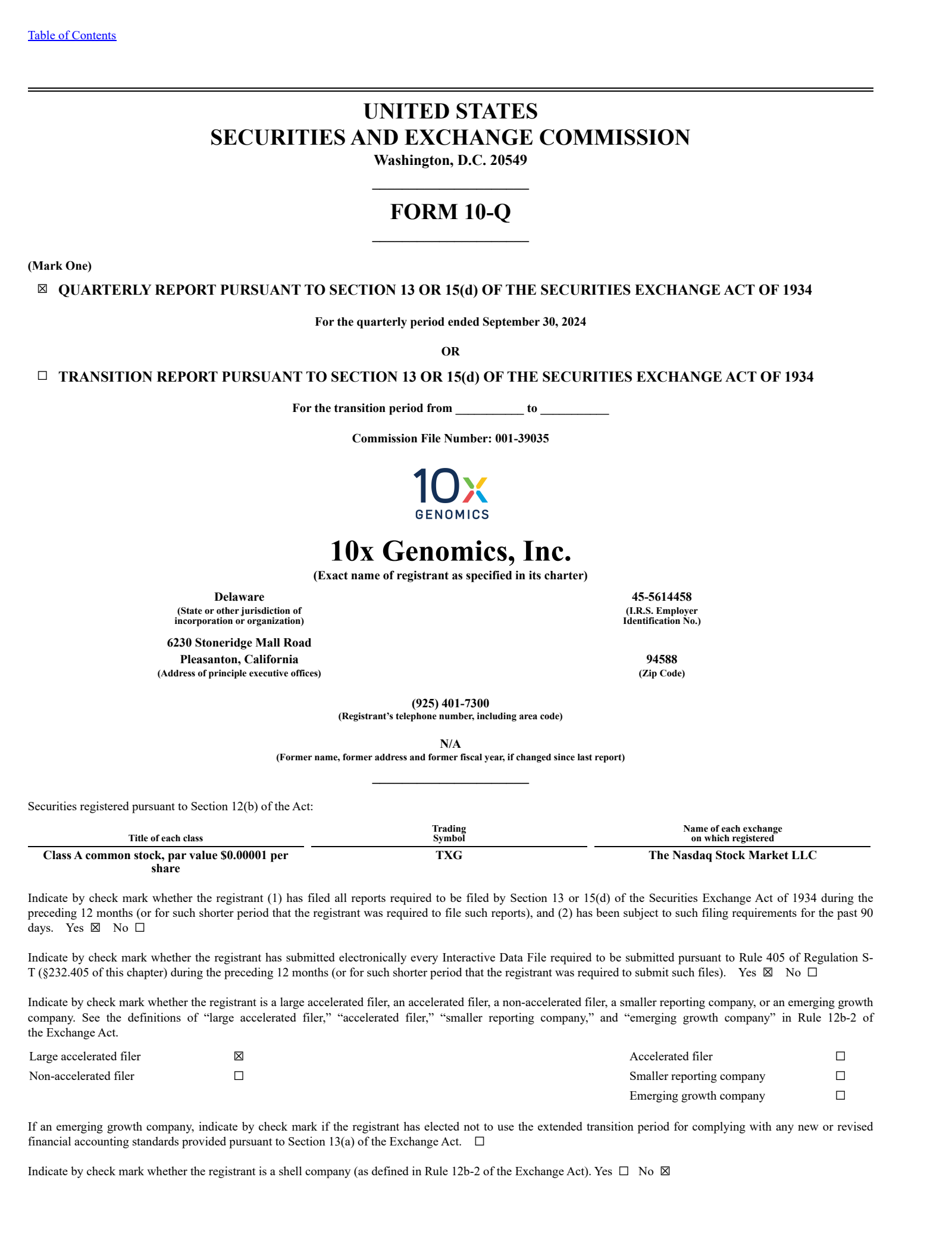 10x Genomics' Q3 2024 Quarterly Report