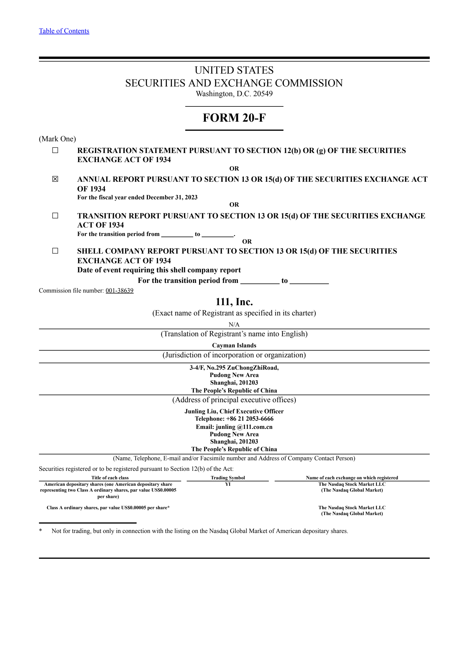 111's Q4 2023 Annual Report