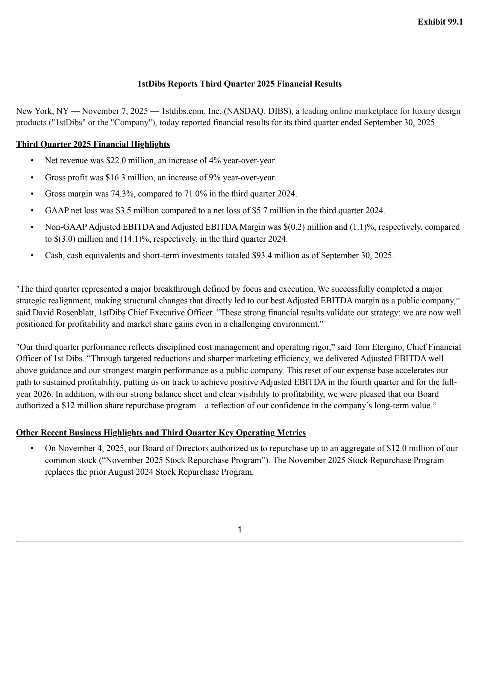 1stdibs.com's Q3 2025 Earnings Release