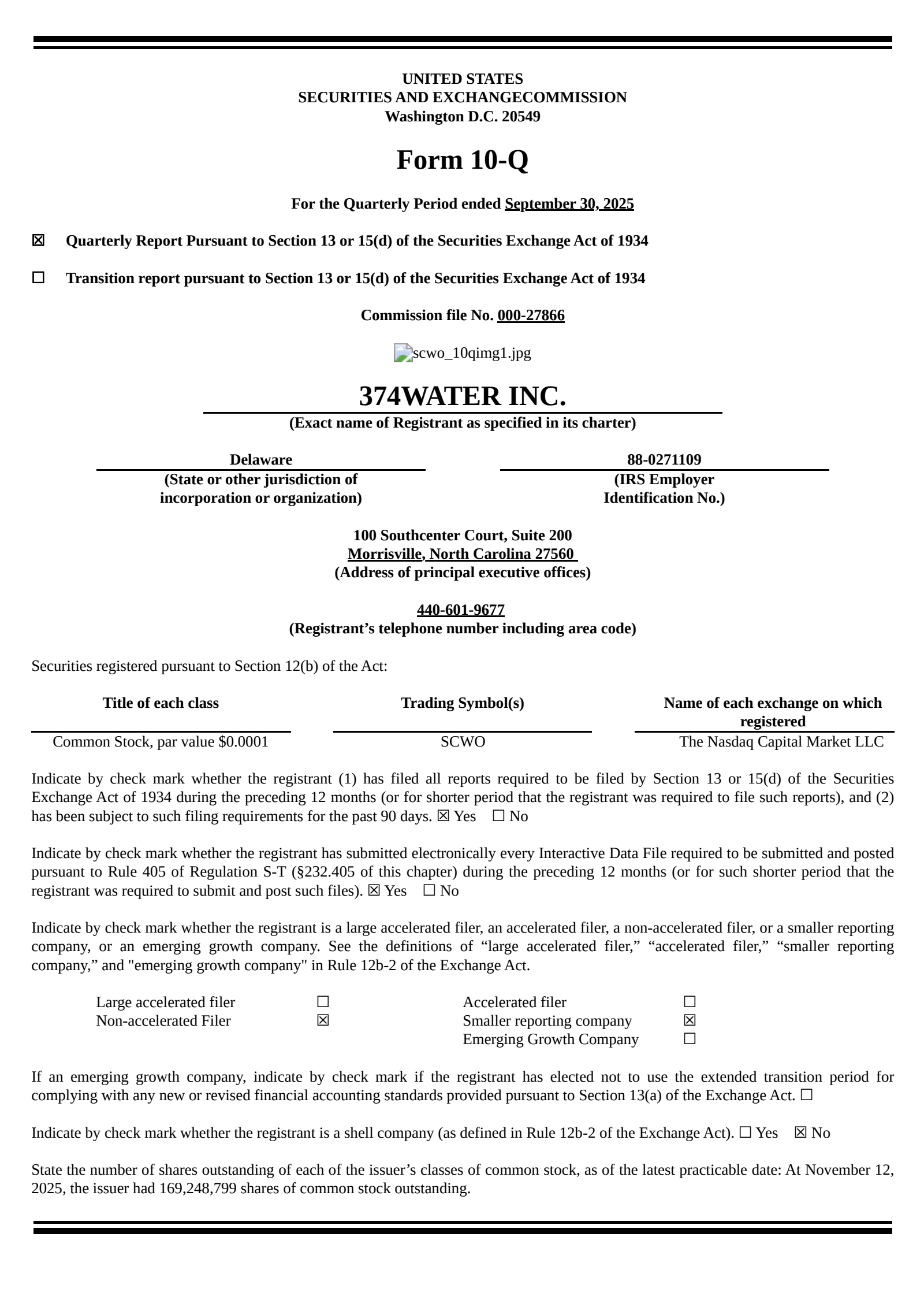 374Water's Q3 2025 Quarterly Report