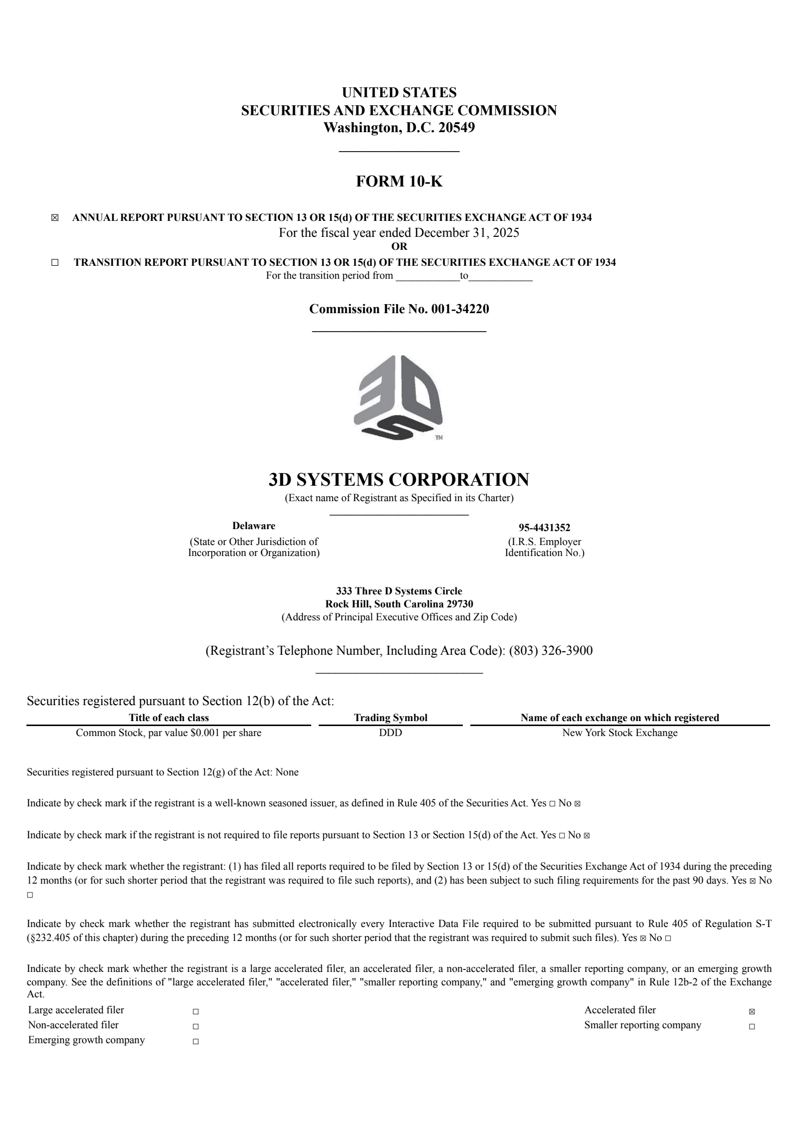 3D Systems' Q4 2025 Annual report