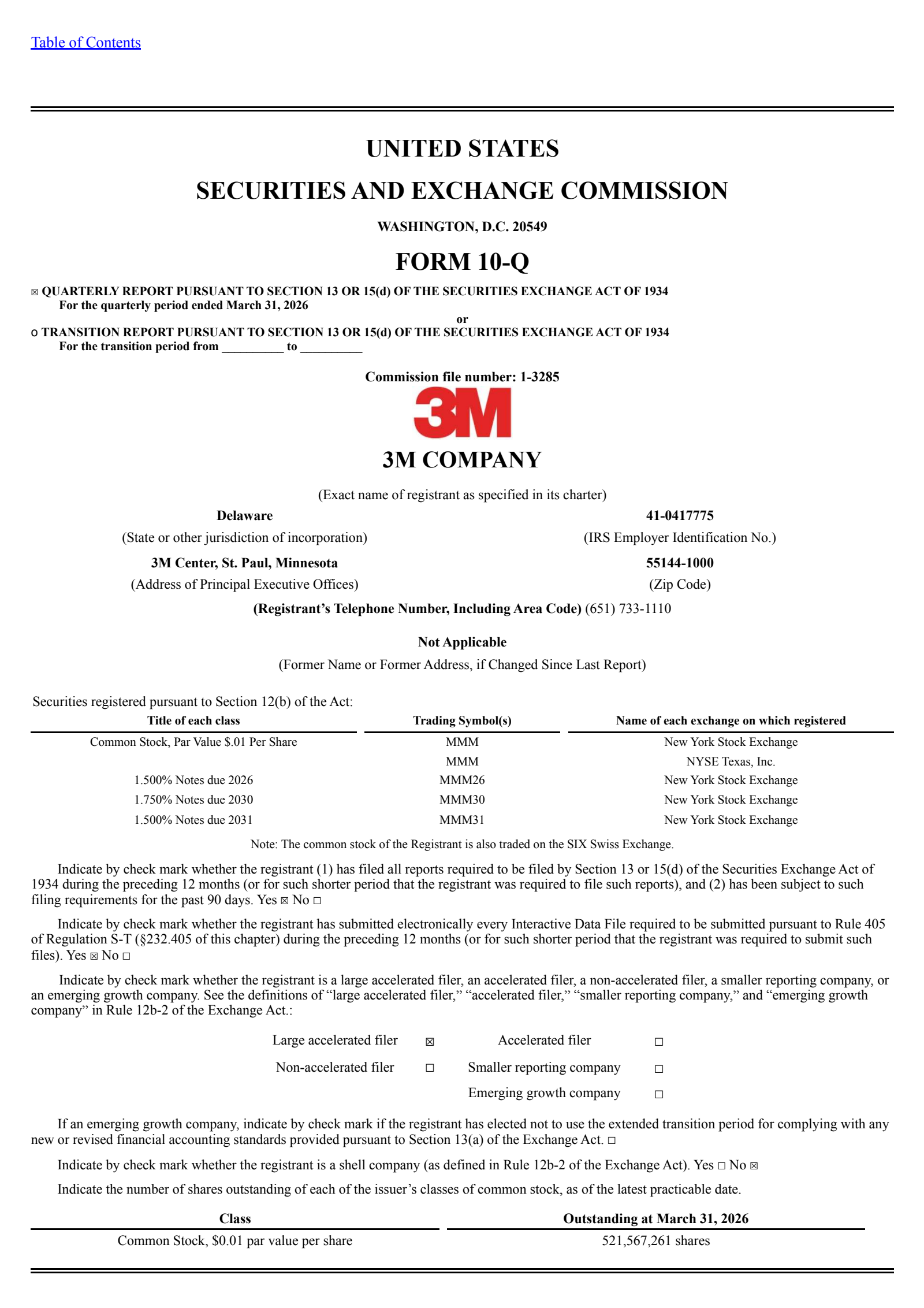 3M's Q1 2026 Quarterly report