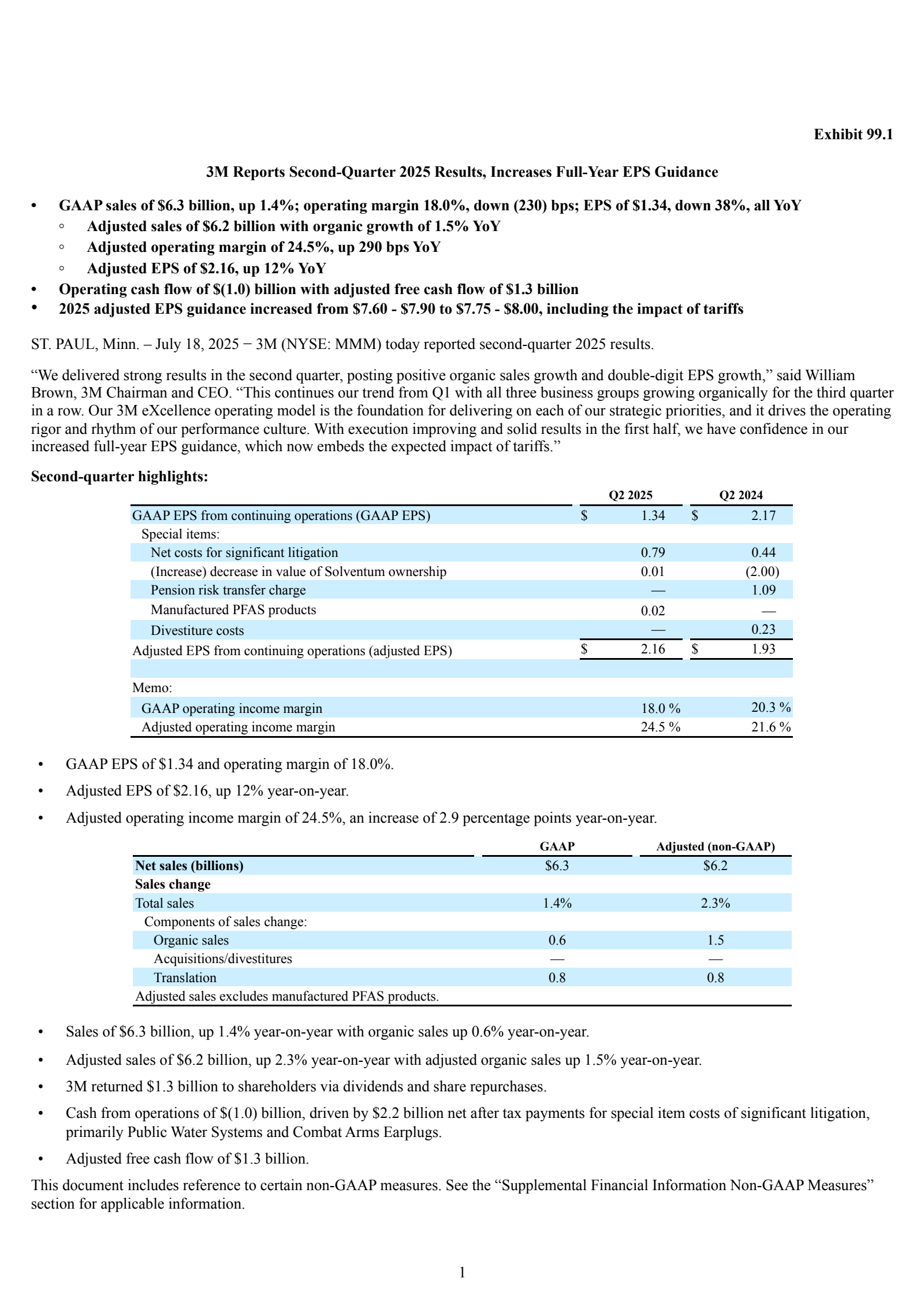 3M's Q2 2025 Press Release
