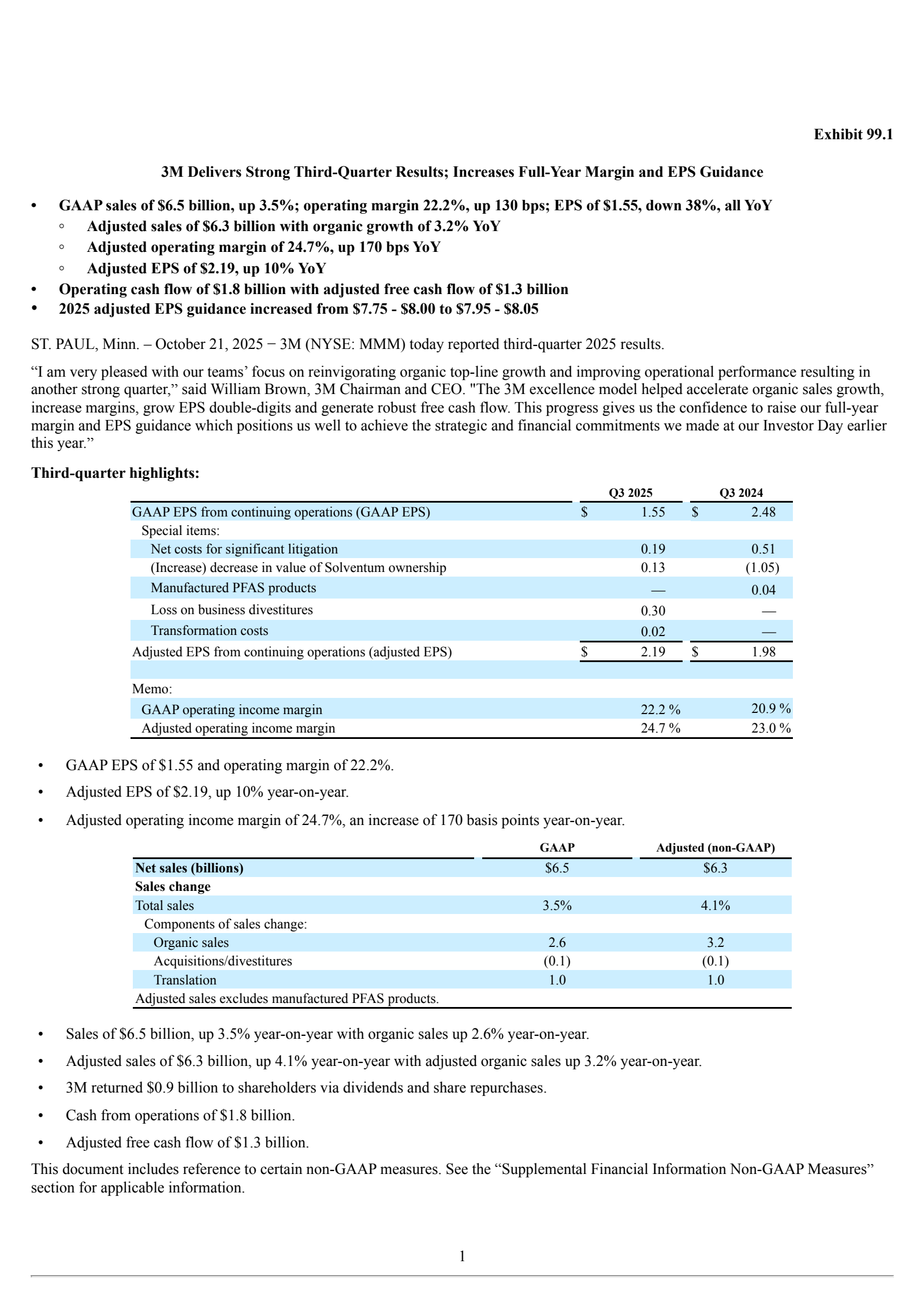 3M's Q3 2025 Earnings Release