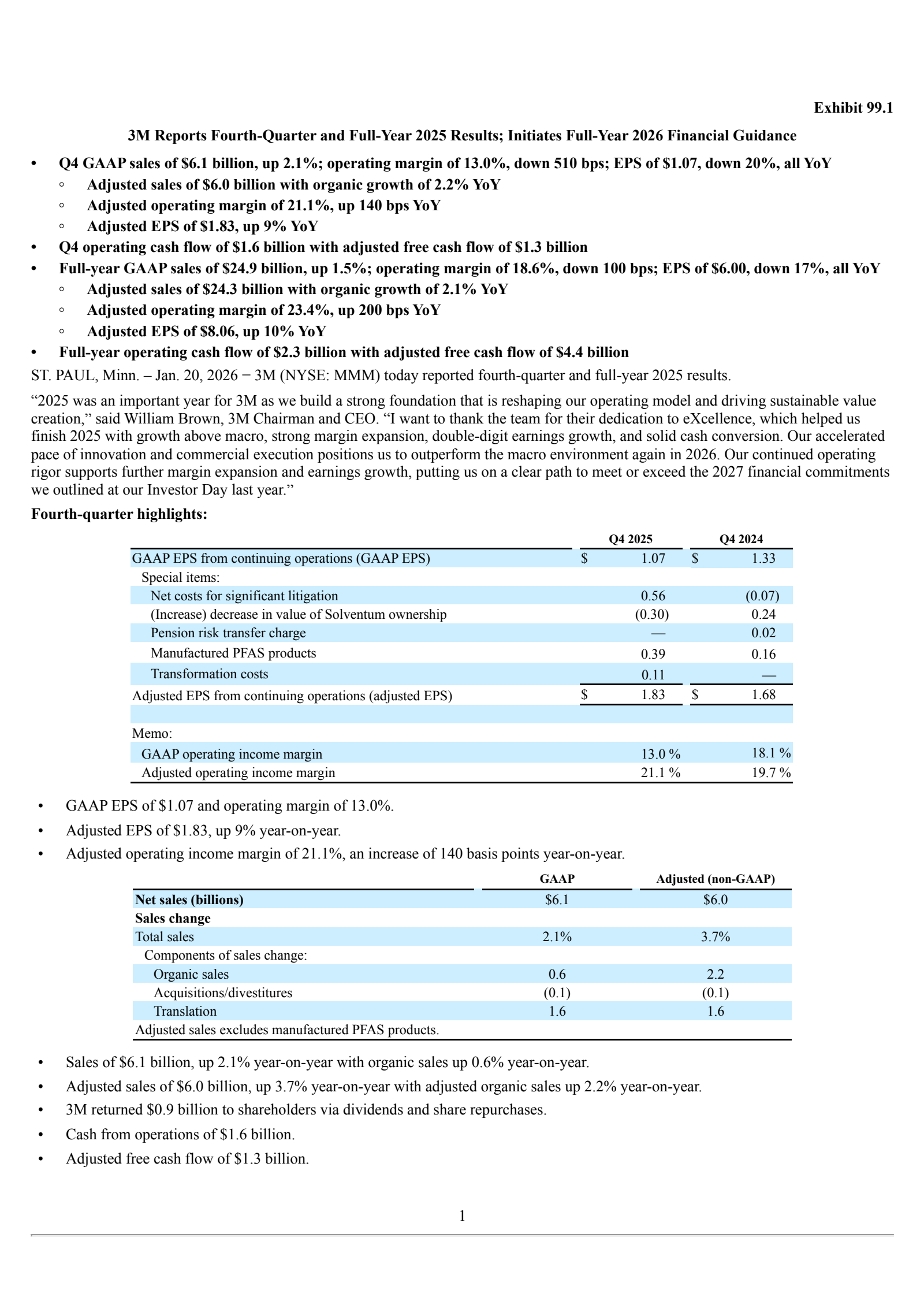 3M's Q4 2025 Press Release