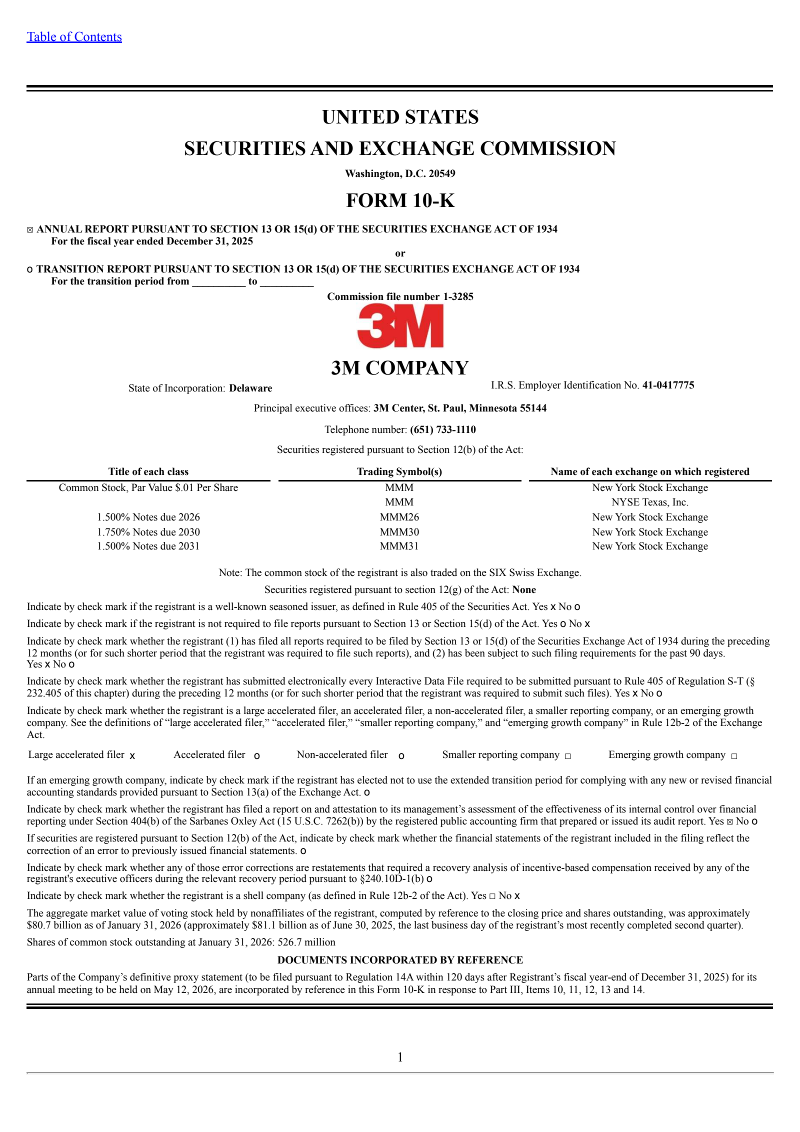 3M's Q4 2025 Annual report