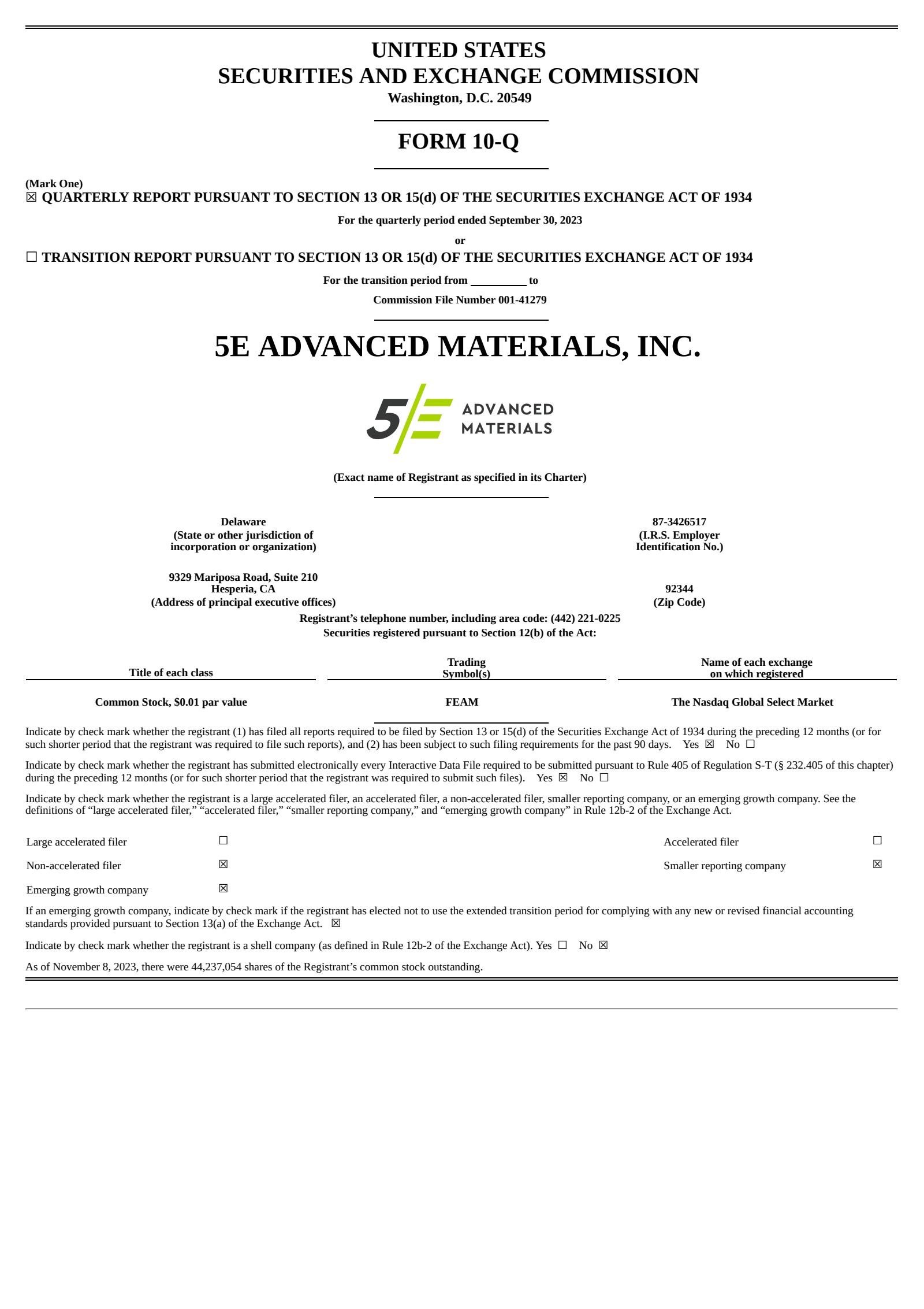 5E Advanced Materials' Q1 2024 Quarterly Report