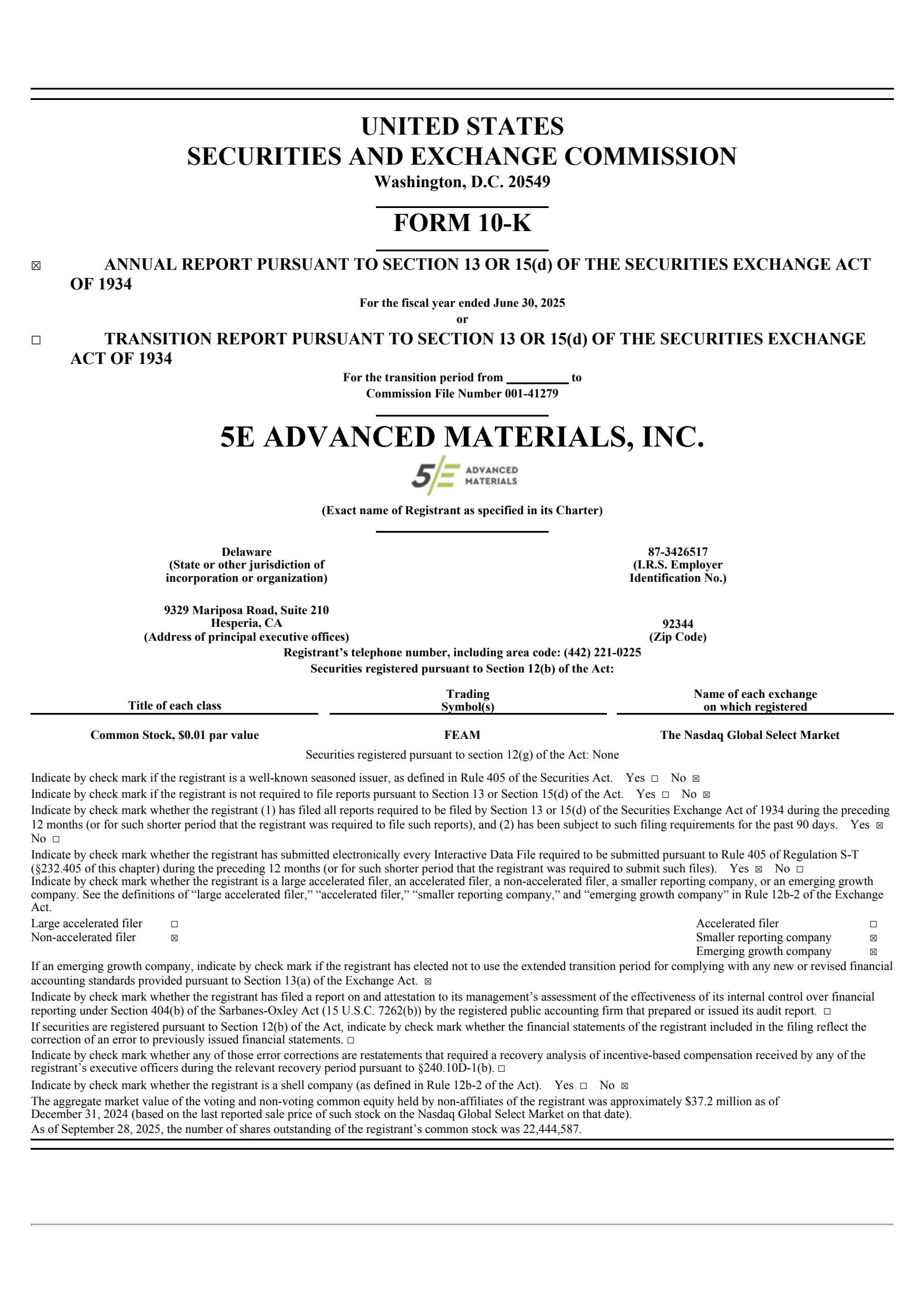 5E Advanced Materials' Q4 2025 Annual Report