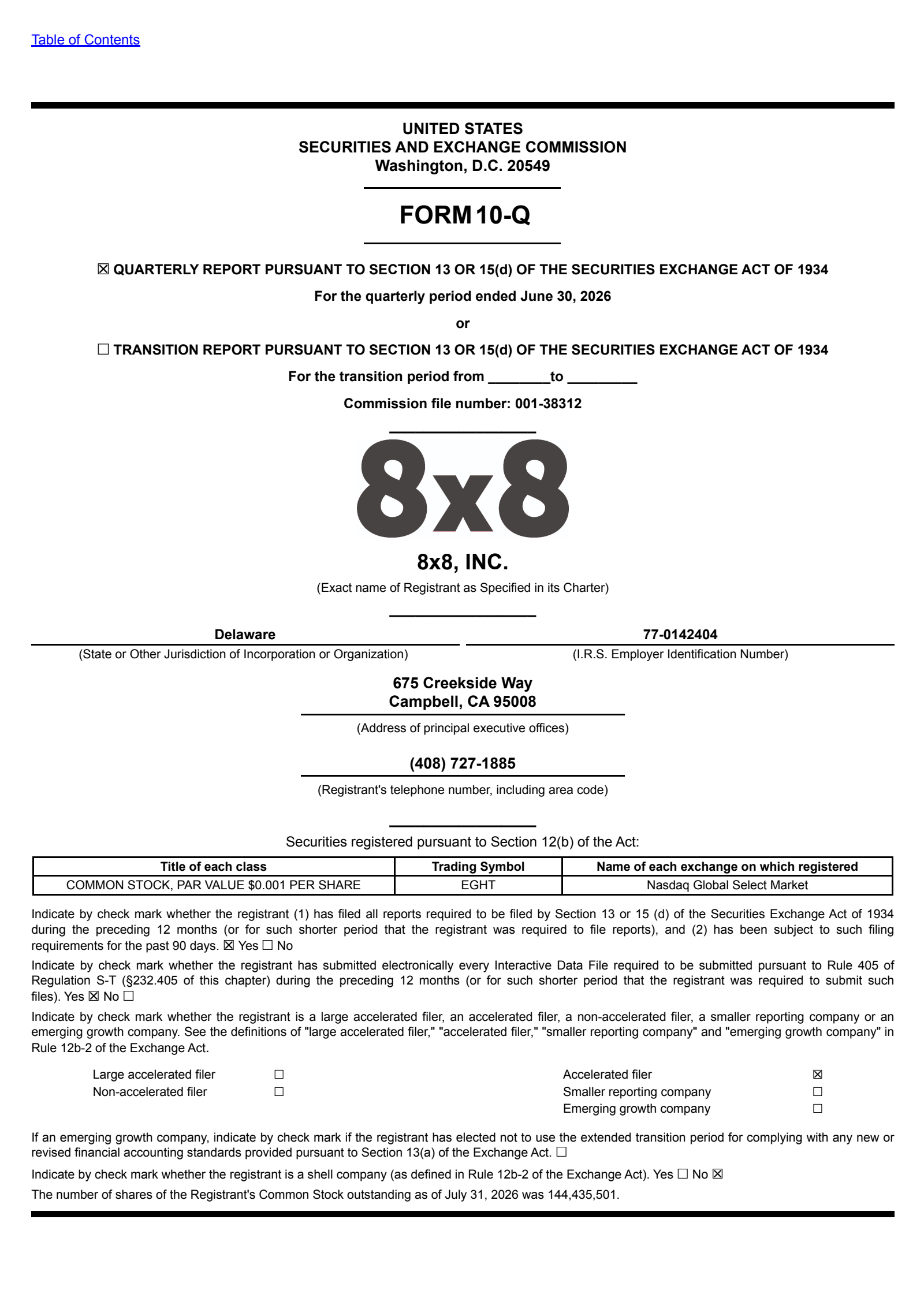 8X8's Q1 2027 Quarterly report