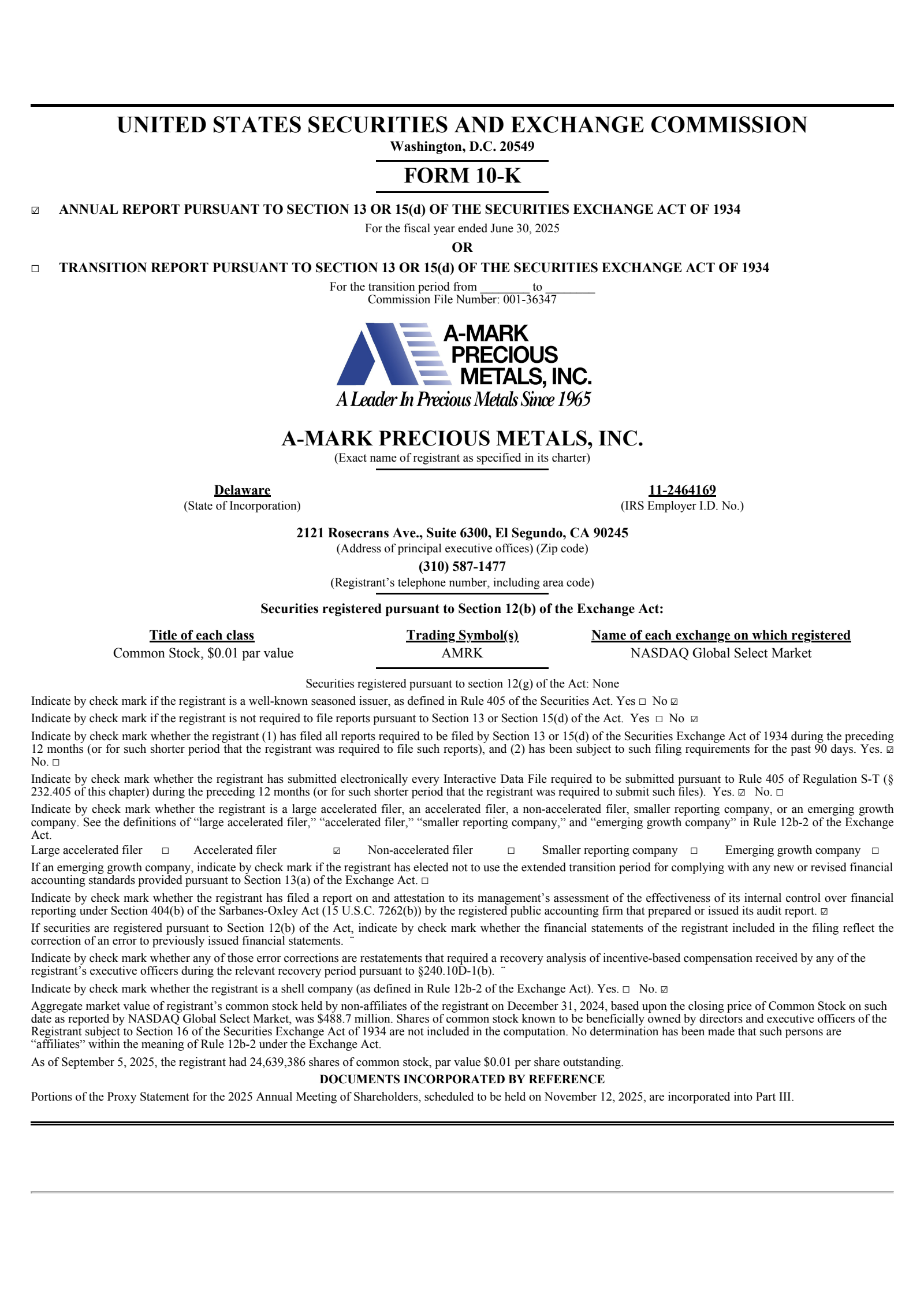 A-Mark Precious Metals' Q4 2025 Annual Report