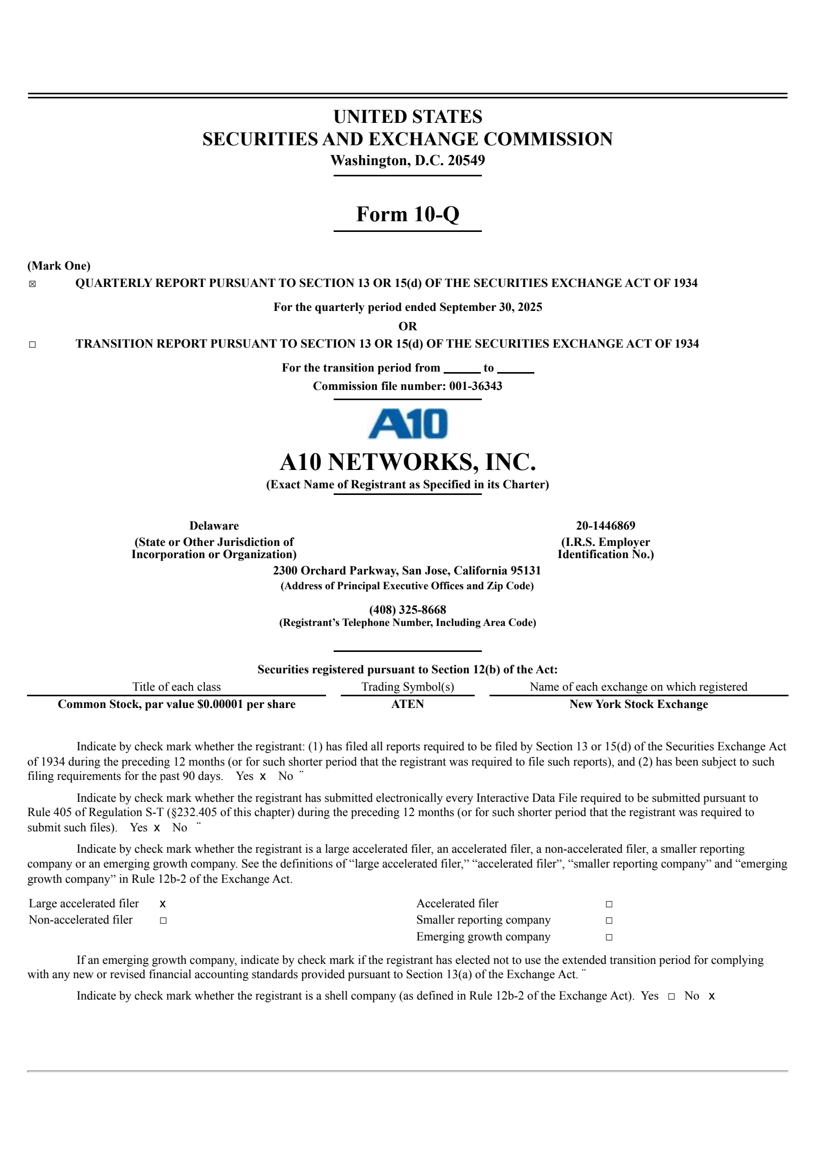 A10 Networks' Q3 2025 Quarterly Report