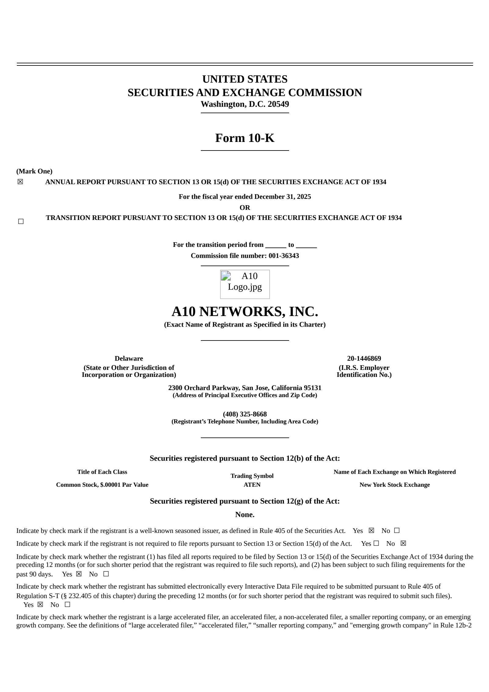 A10 Networks' Q4 2025 Annual report